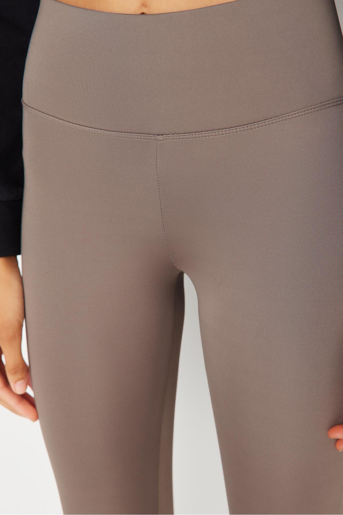 Brown High Waist Sports Leggings, Beige, large image number 10