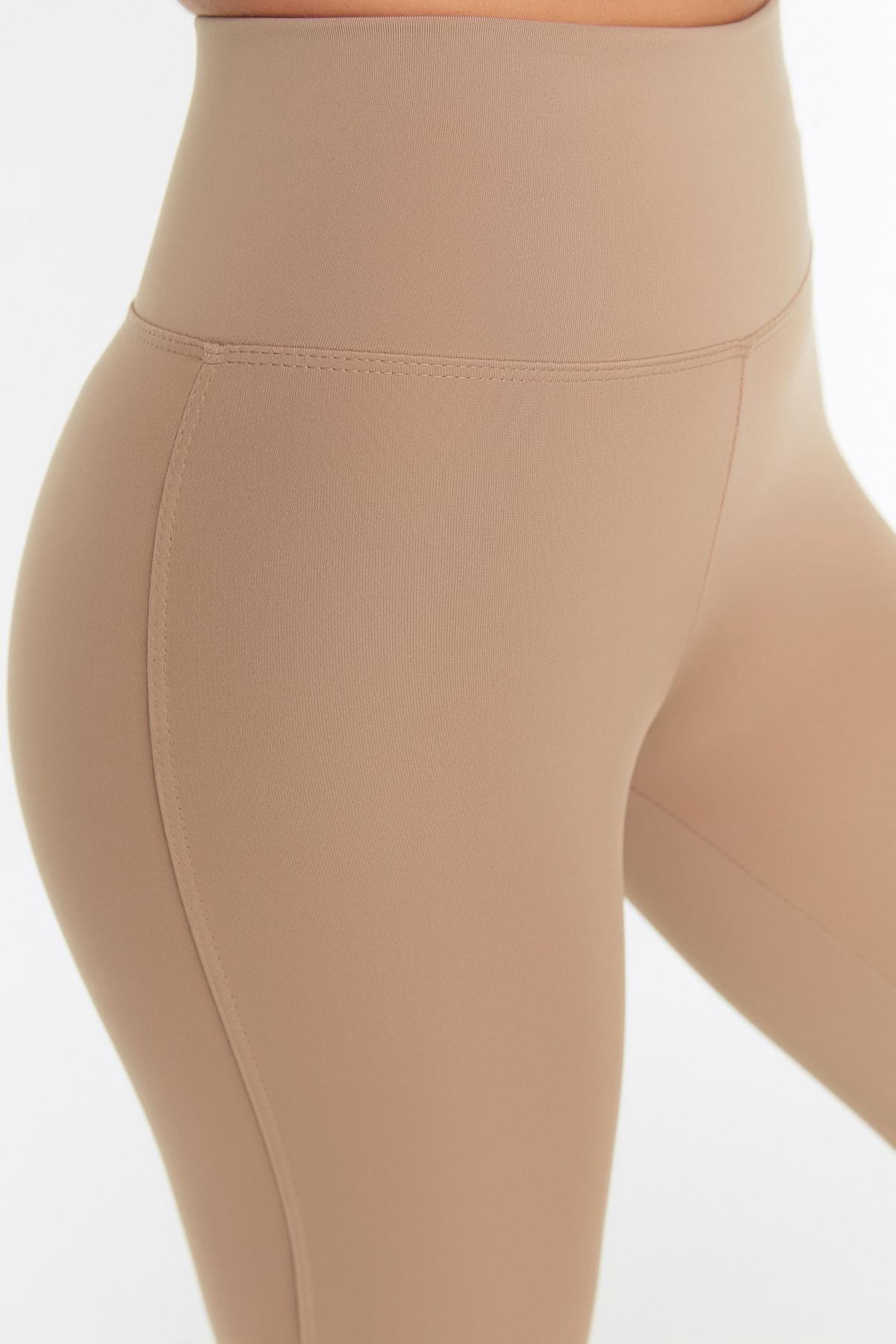 Brown High Waist Sports Leggings, Beige, large image number 11