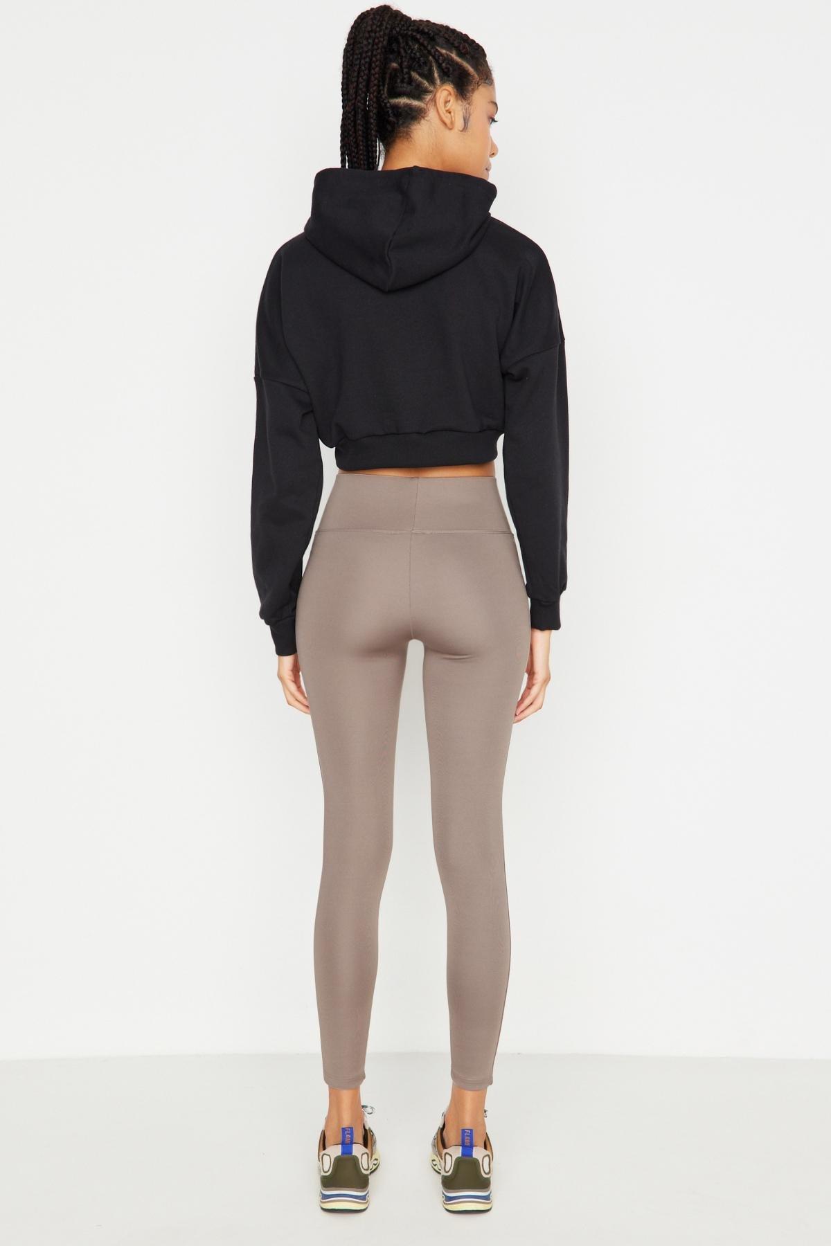 Brown High Waist Sports Leggings, Beige, large image number 13