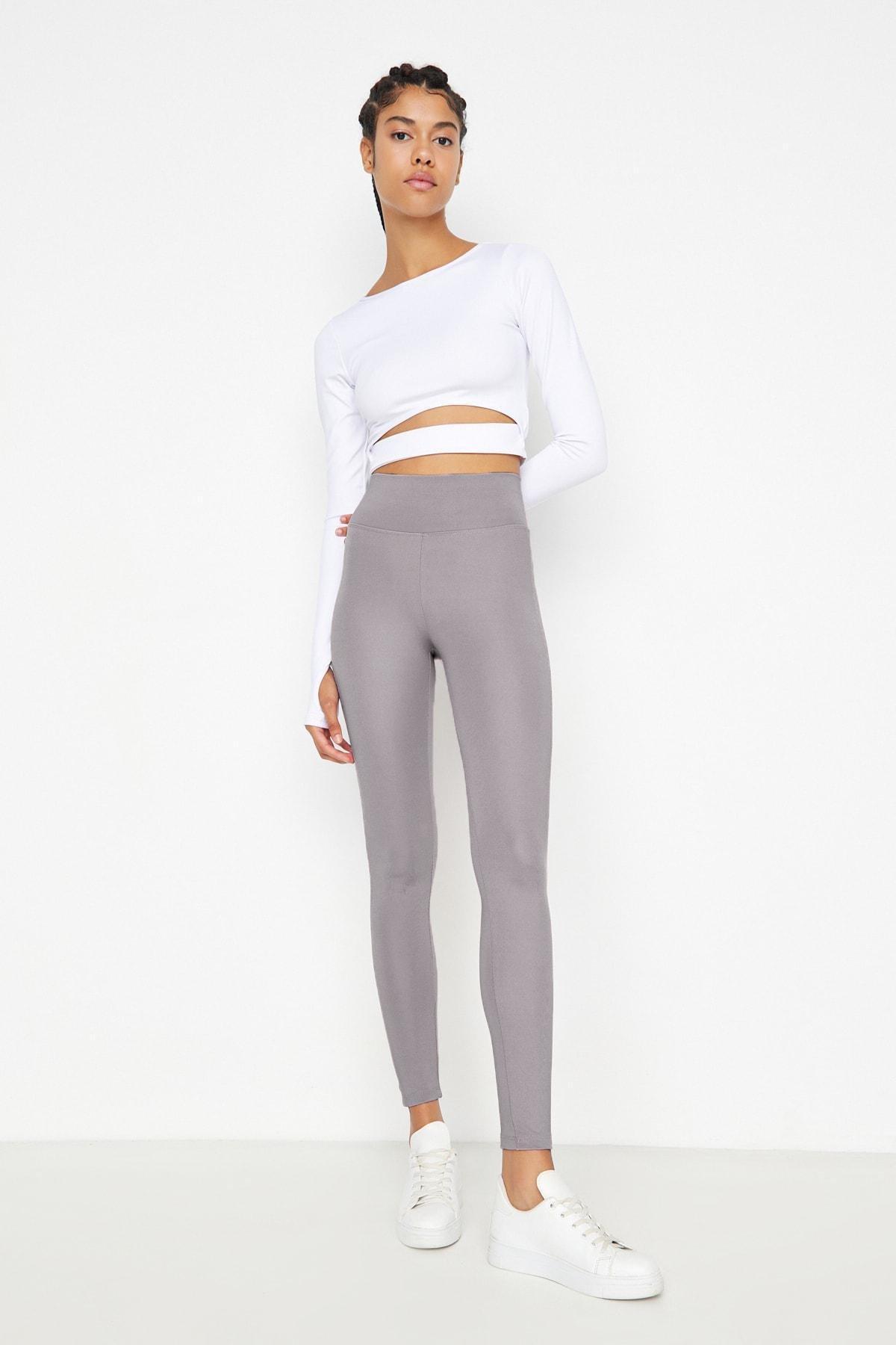 Grey Full Length Sporty Tights, , large image number 0