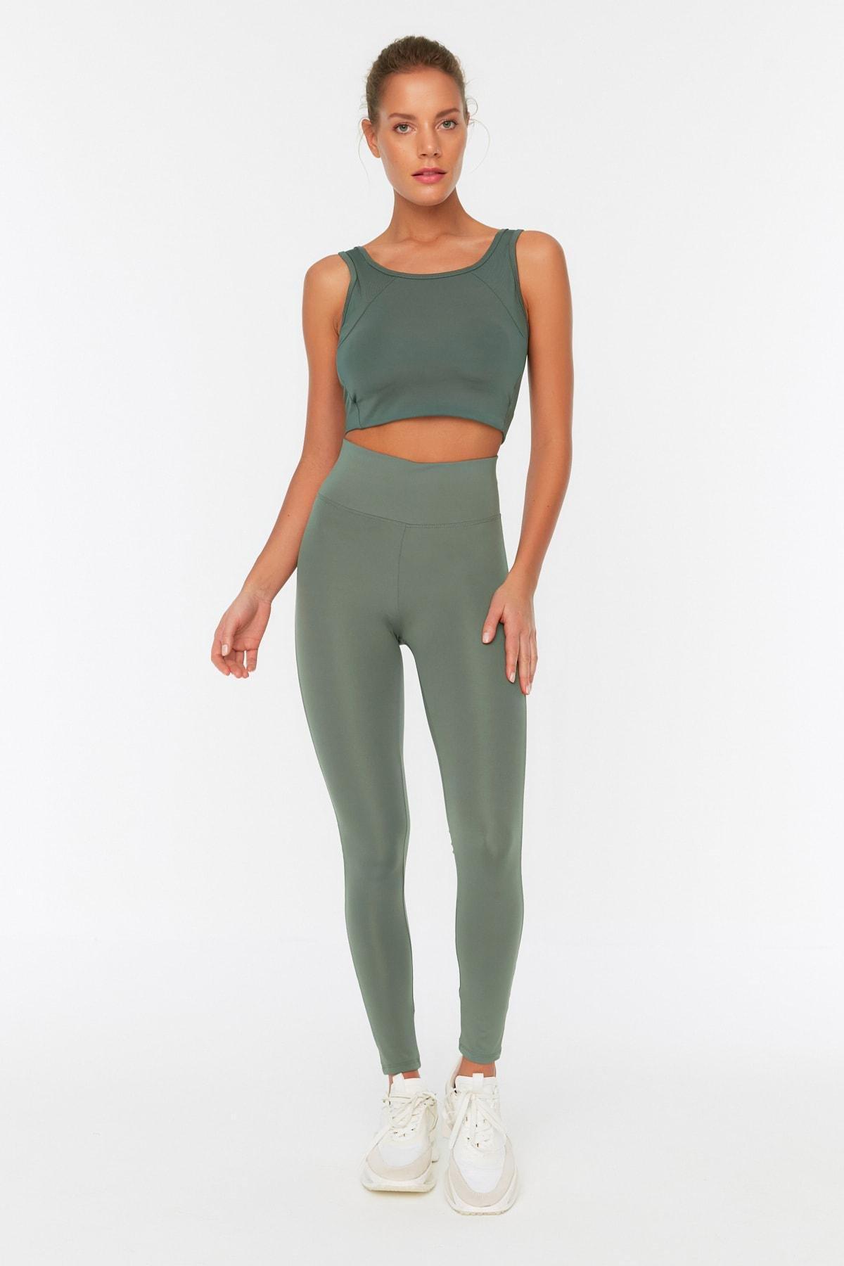 Khaki High Waist Sports Leggings, , large image number 0