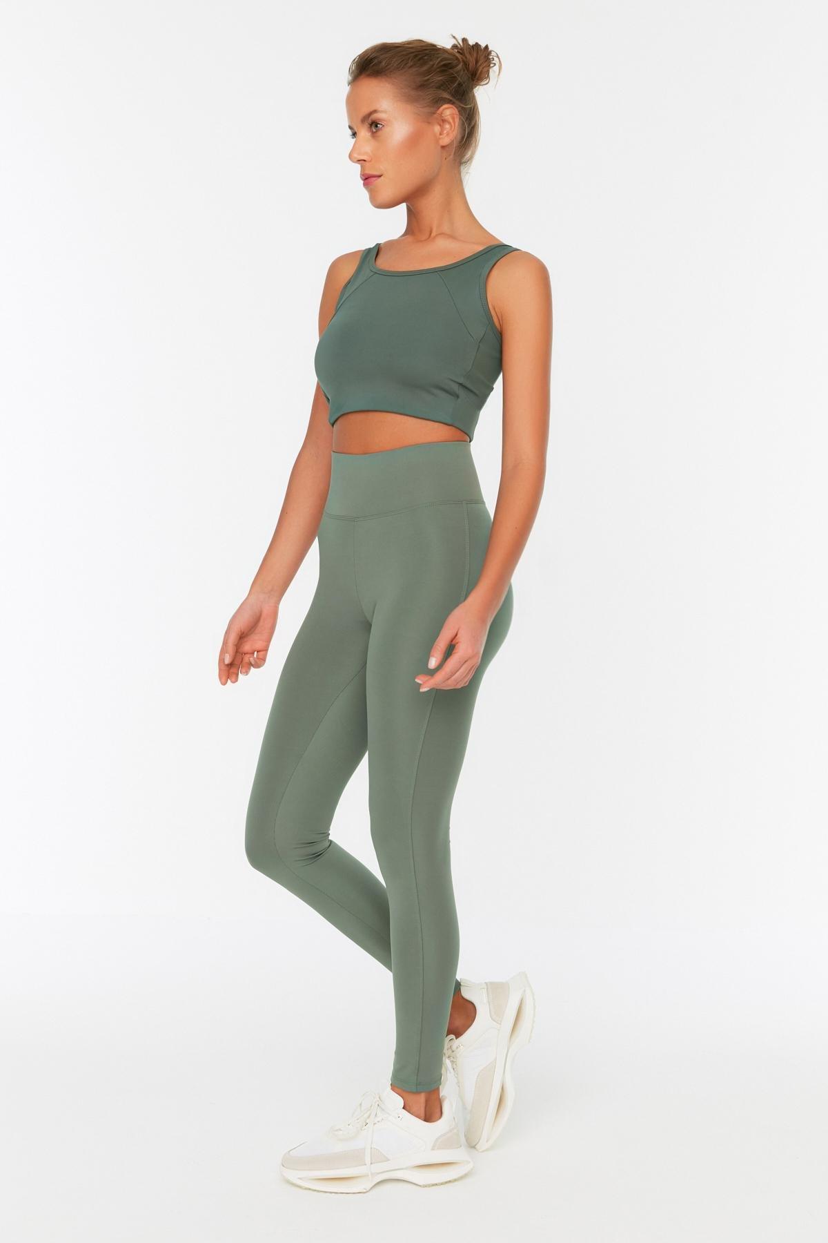 Khaki High Waist Sports Leggings, , large image number 3