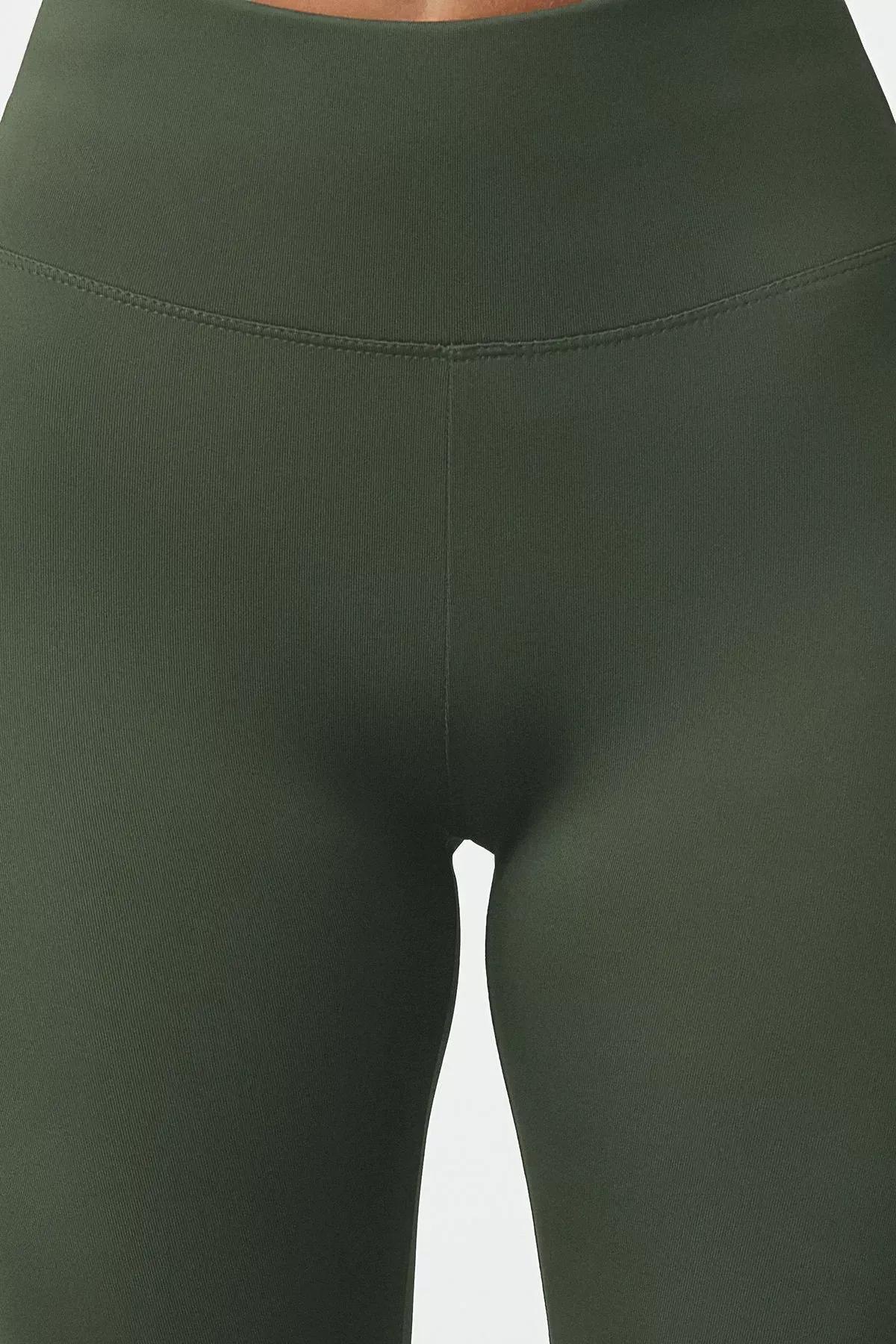 Khaki High Waist Sports Leggings, Khaki, large image number 3