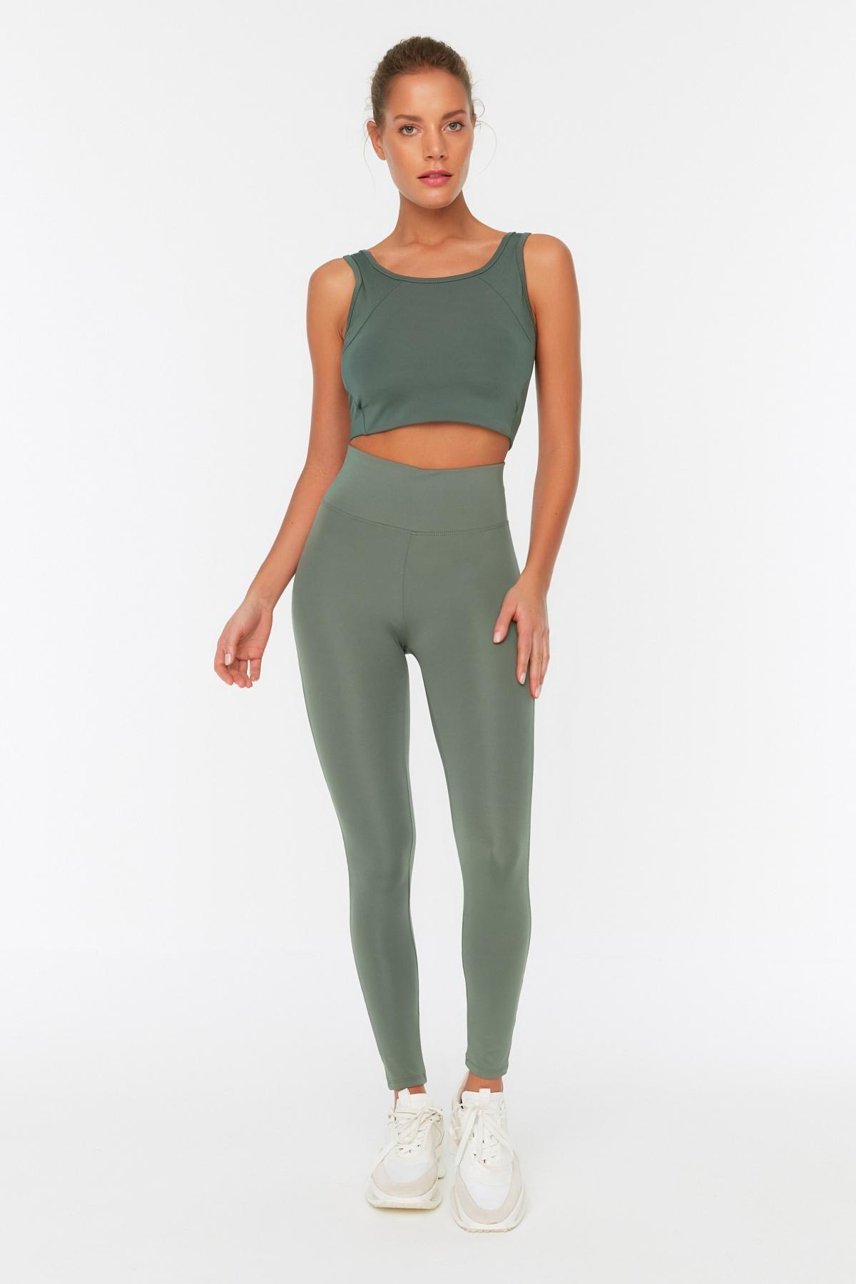 Khaki High Waist Sports Leggings, , large image number 4