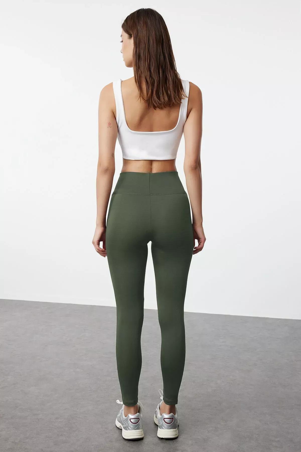 Khaki High Waist Sports Leggings, Khaki, large image number 4