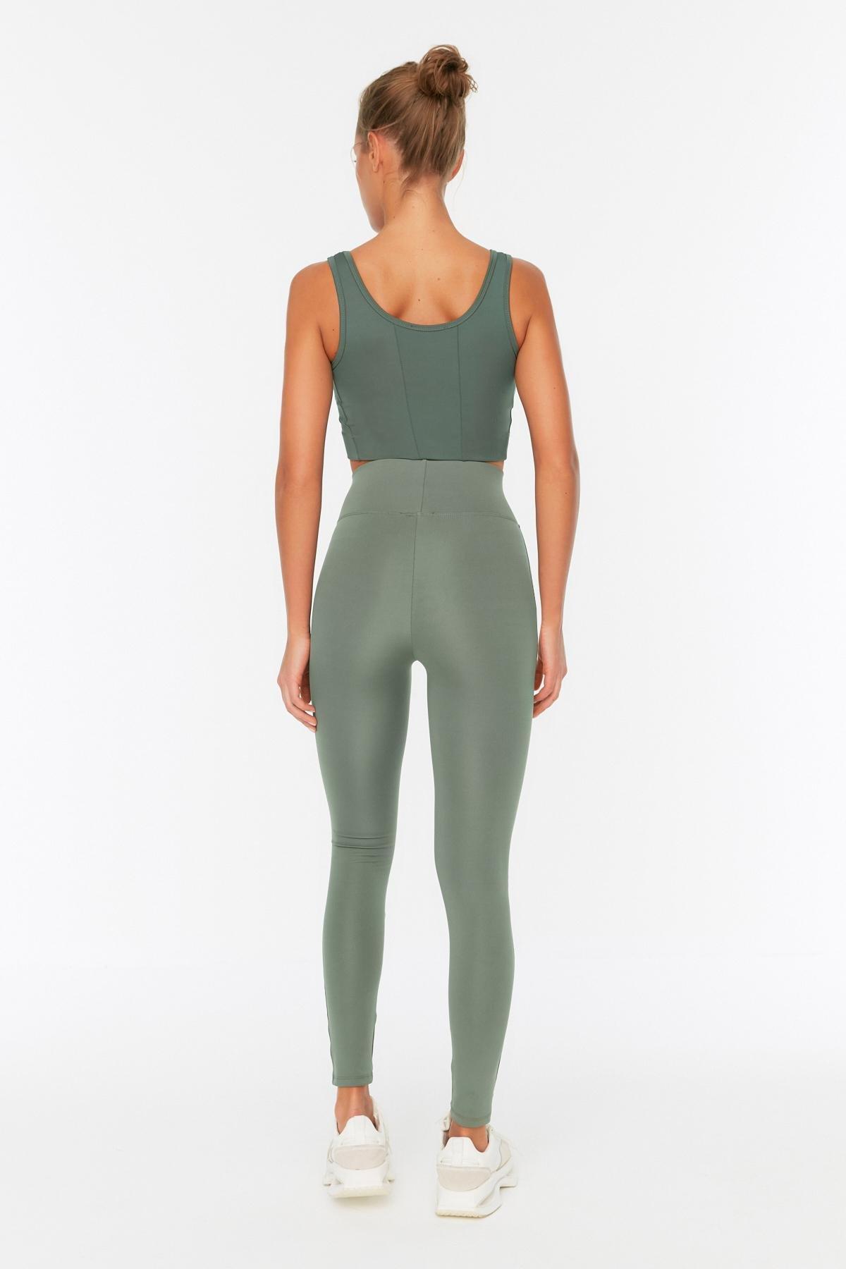 Khaki High Waist Sports Leggings, , large image number 5