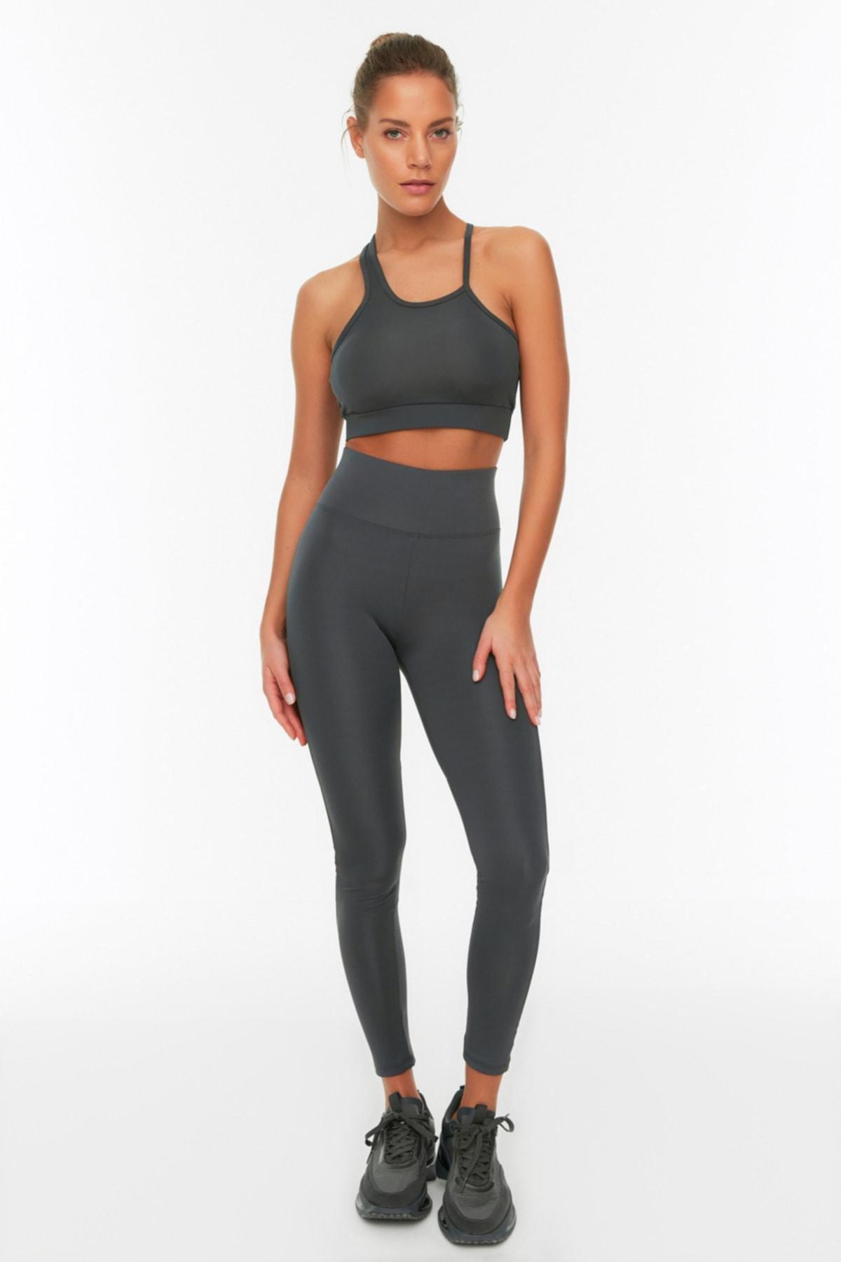 Gray High Waist Leggings, , medium