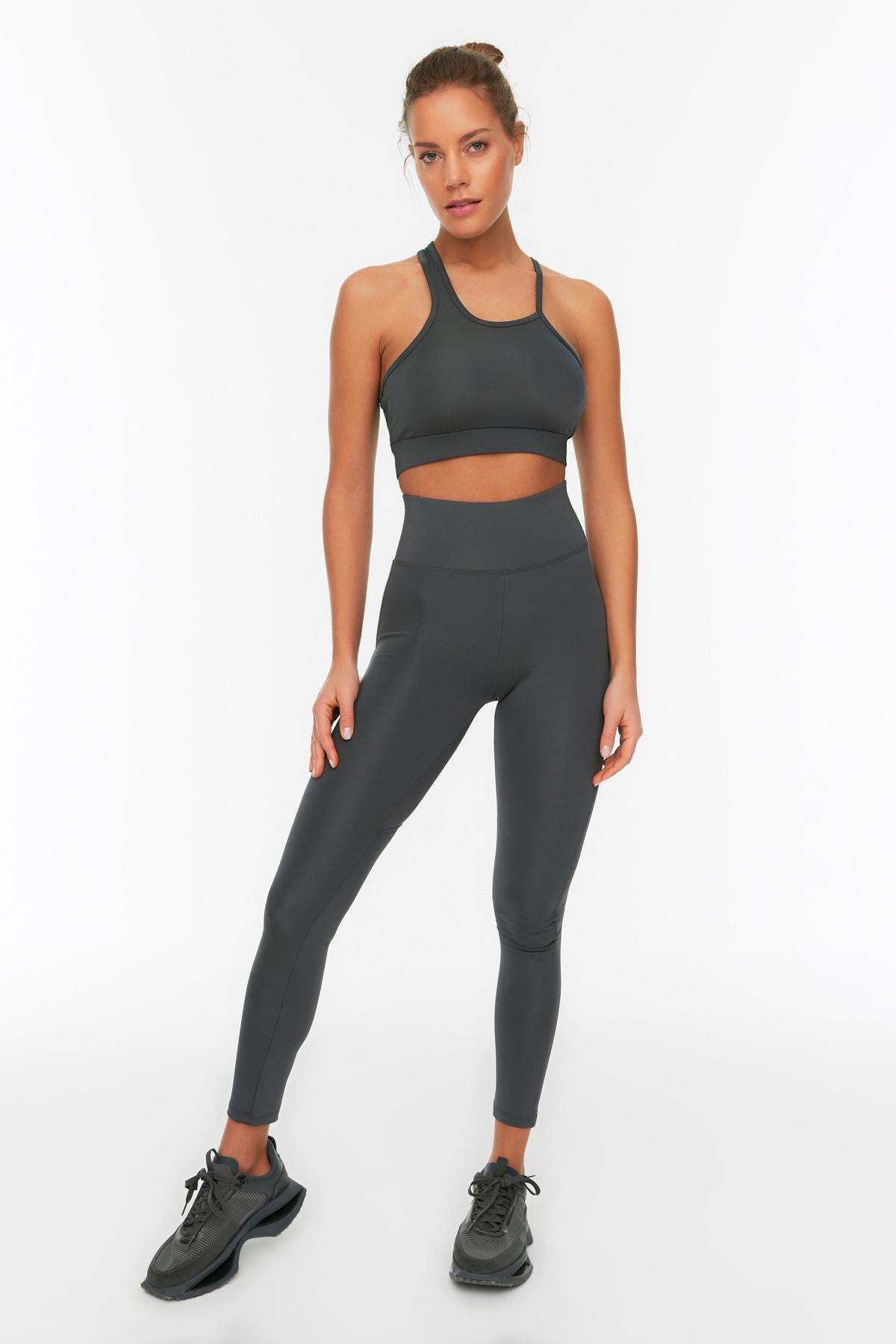 Gray High Waist Leggings, , large image number 3