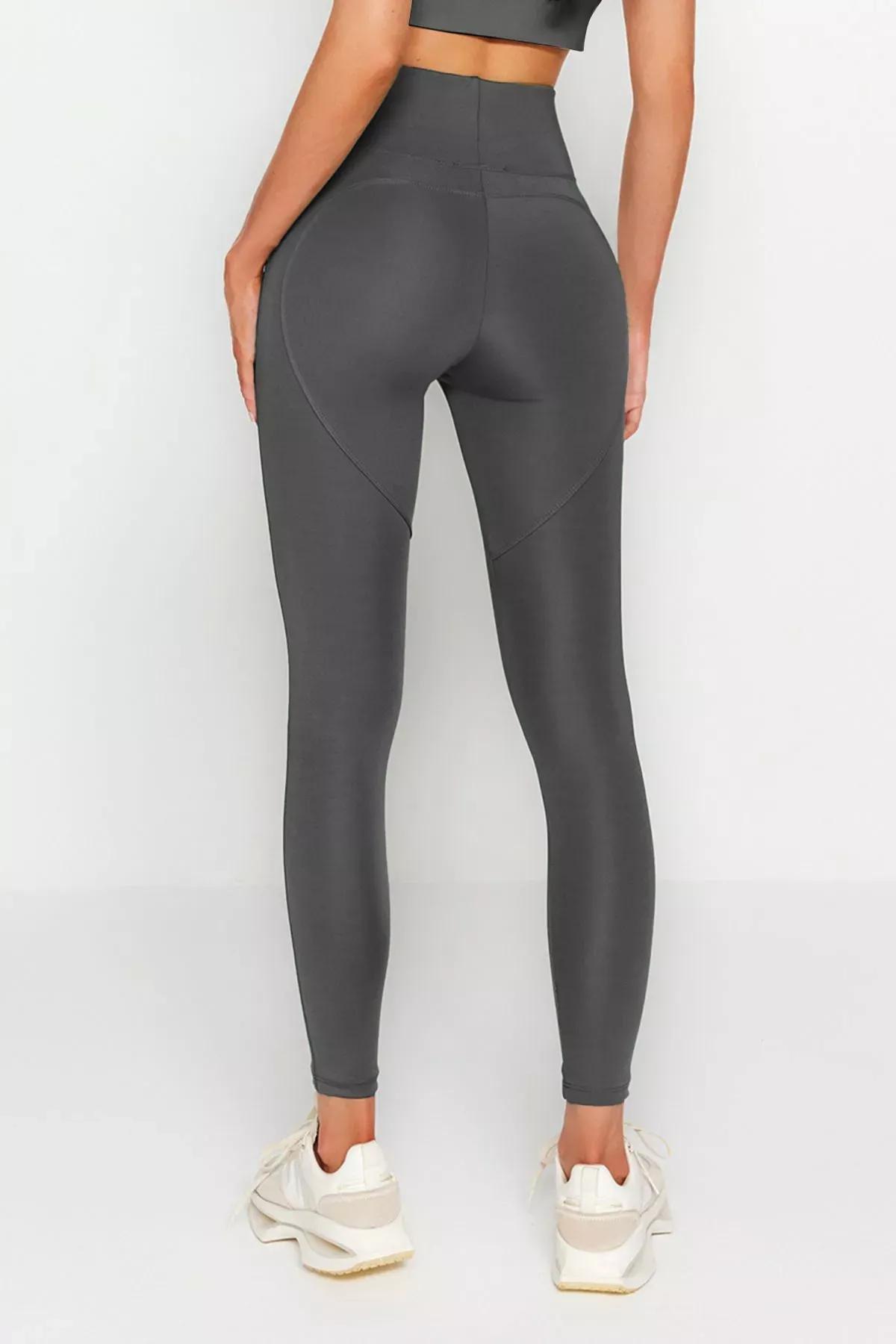 Gray High Waist Leggings, Gray, large image number 3