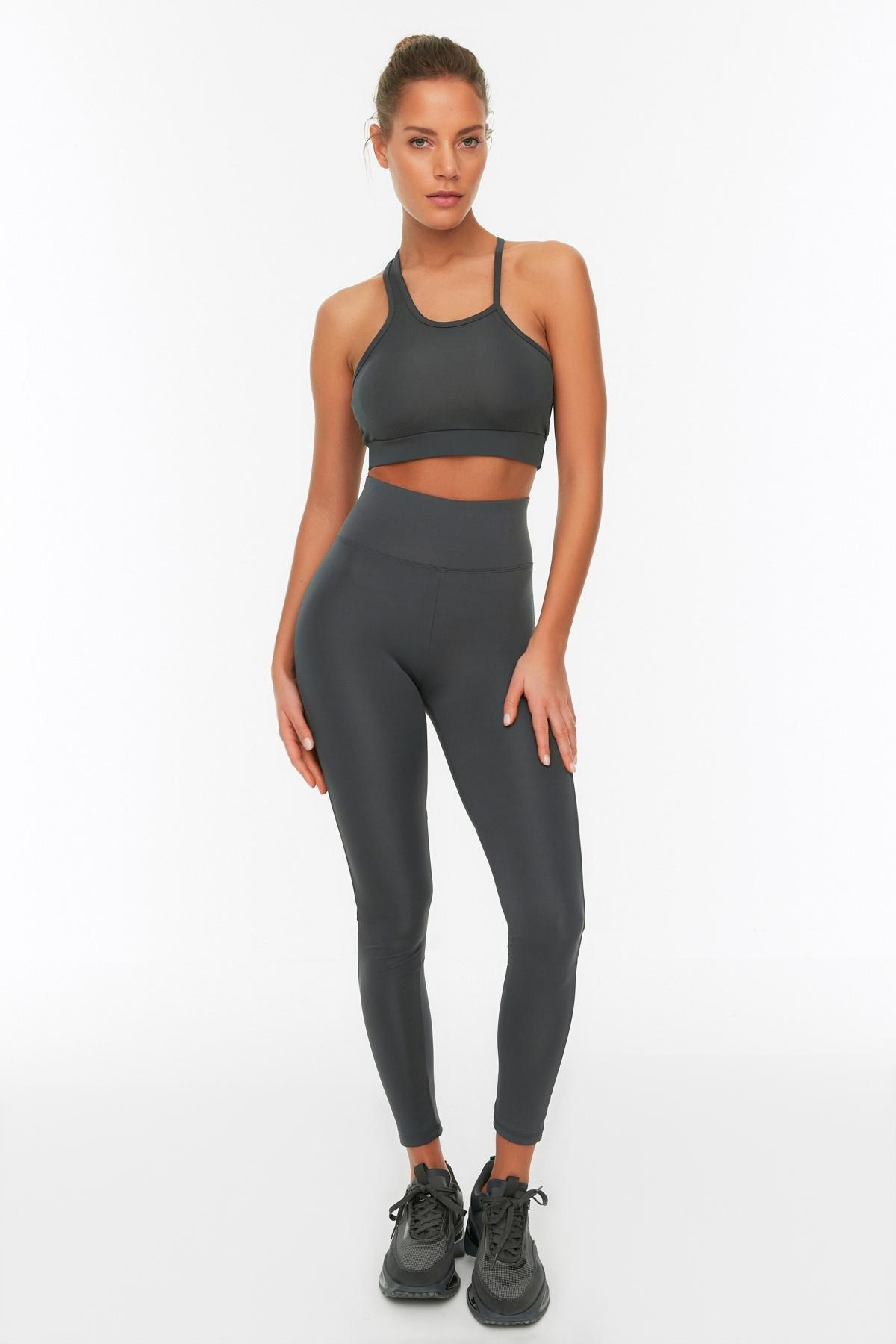 Gray High Waist Leggings, , large image number 4