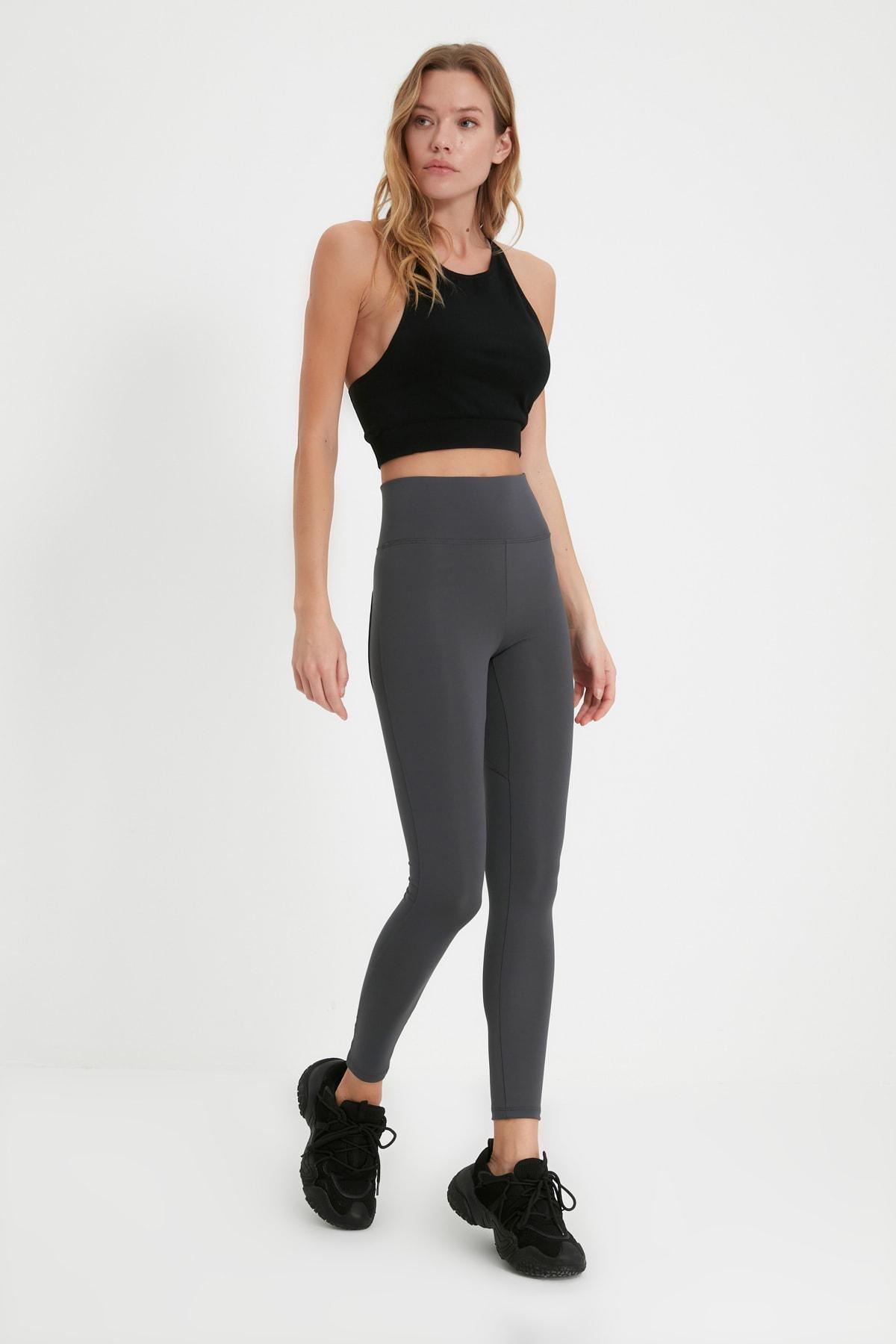 Gray High Waist Leggings, Gray, large image number 5
