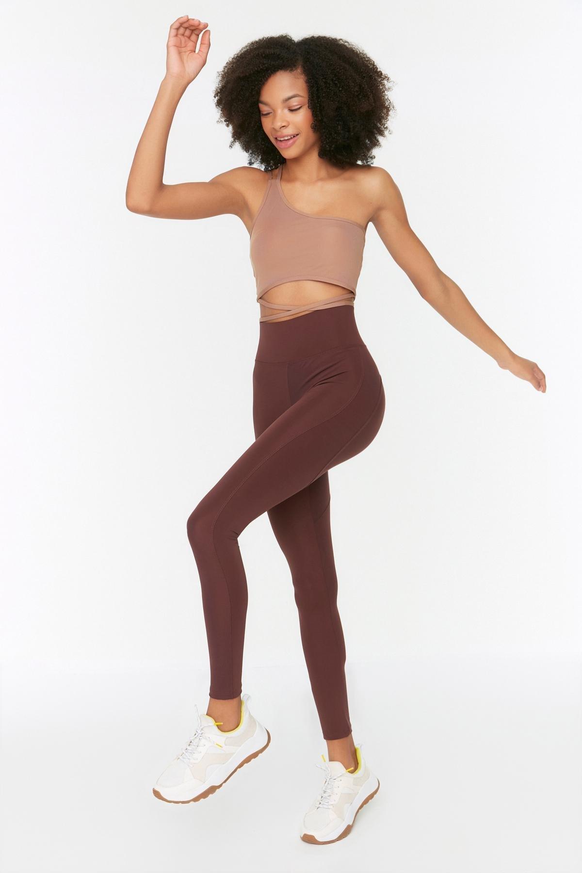 Brown High Waist Skinny Sports Leggings, , large image number 9
