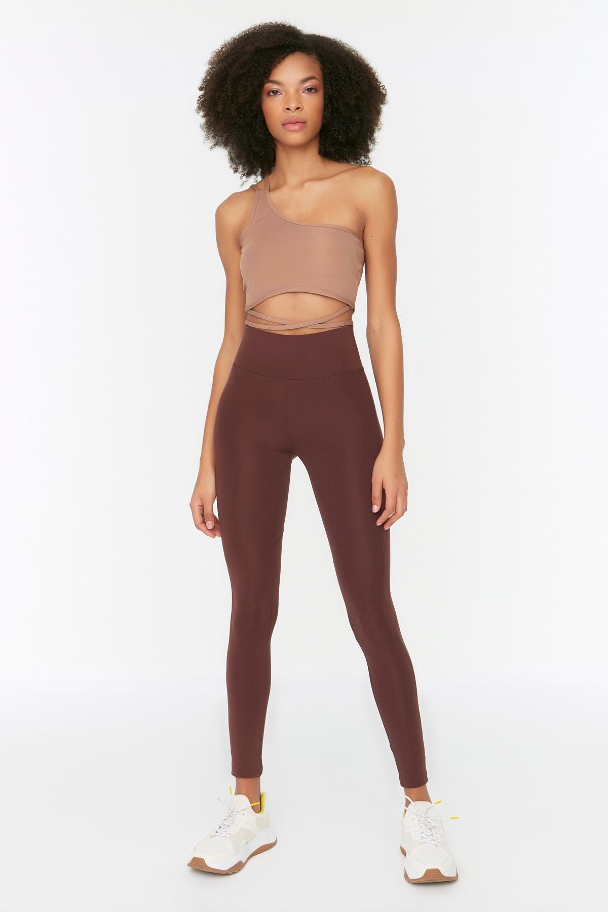 Brown High Waist Skinny Sports Leggings, , large image number 11