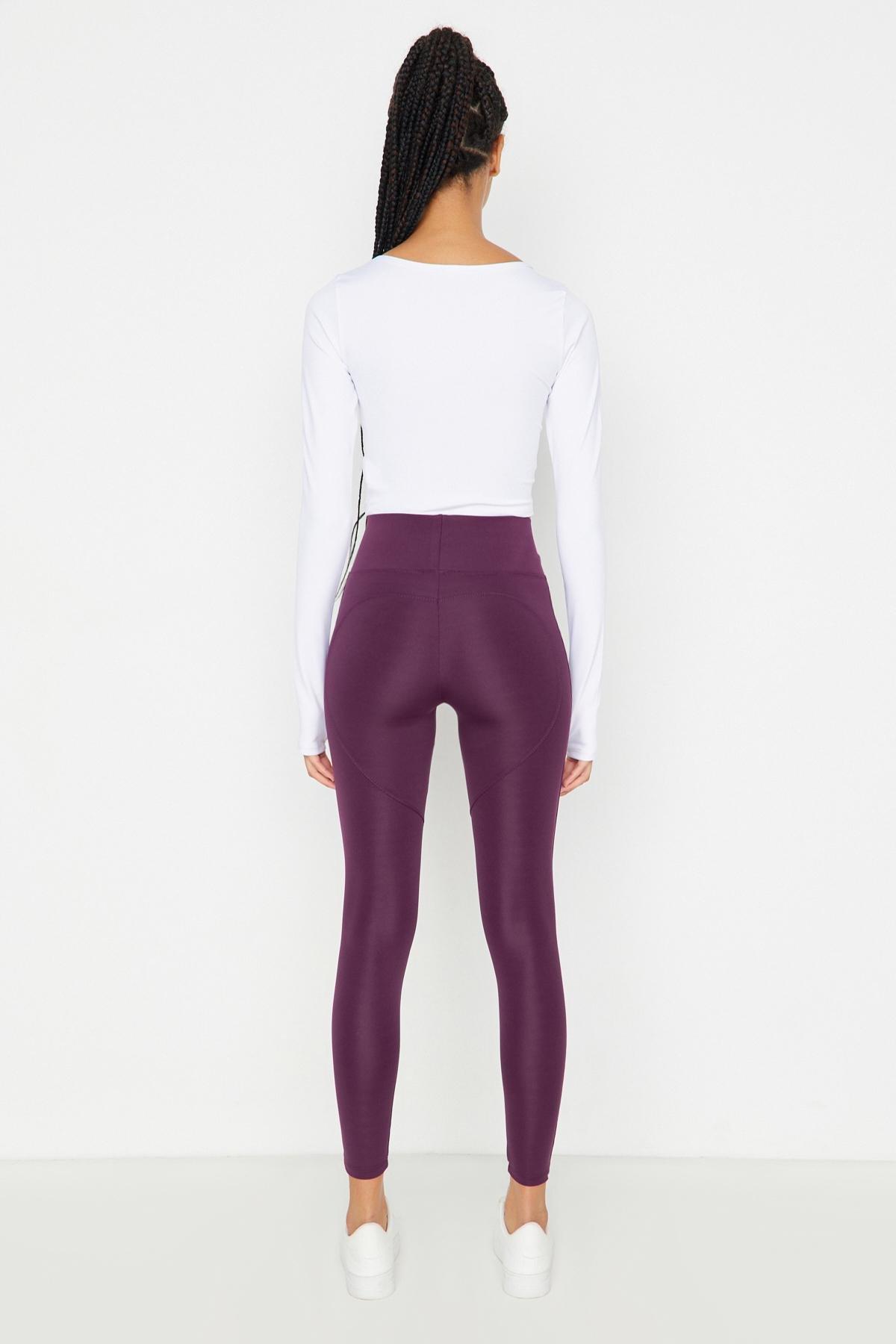 Purple Push-Up Full Length Knitted Sports Leggings, , large image number 10