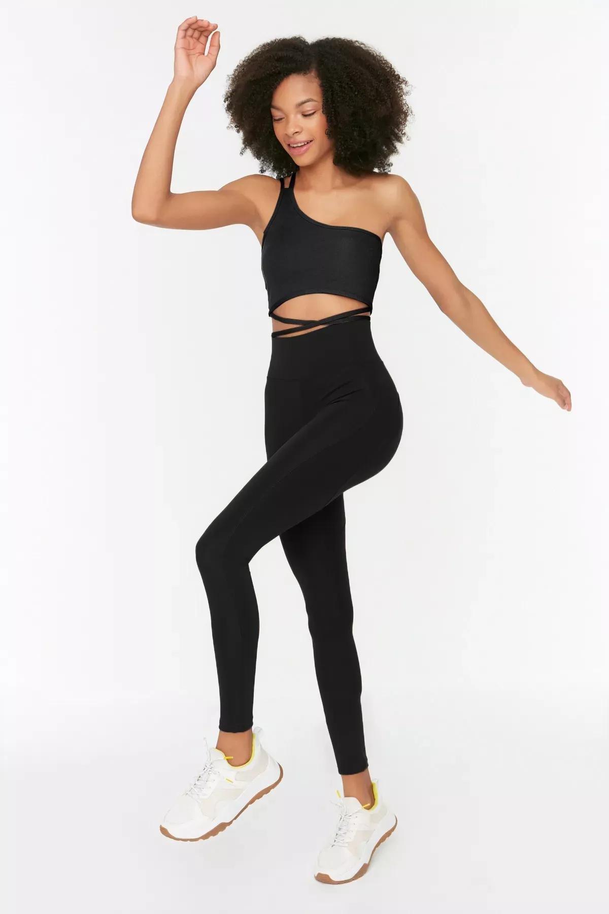Black High Waist Leggings, Black, medium
