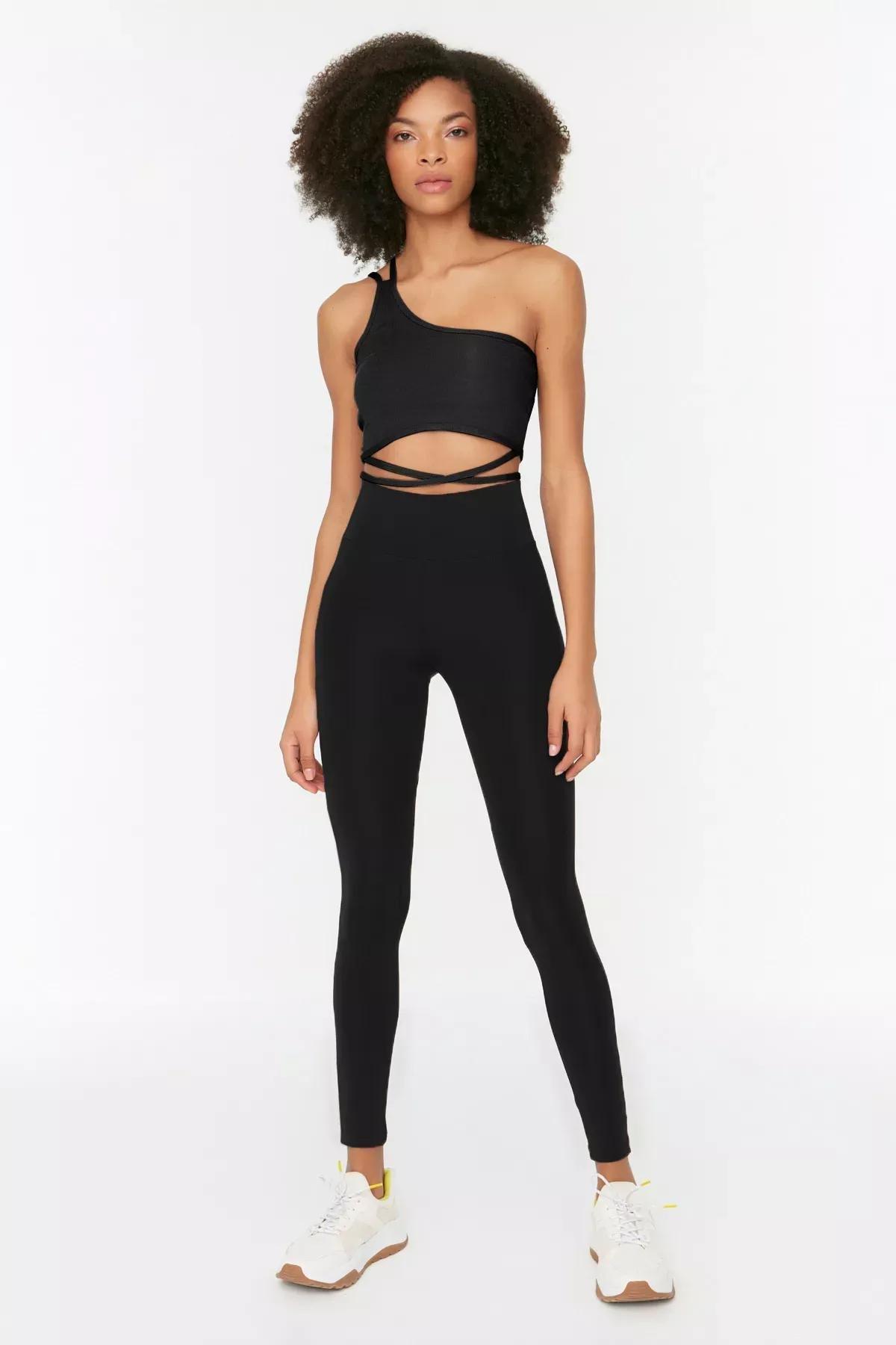 Black High Waist Leggings, Black, medium