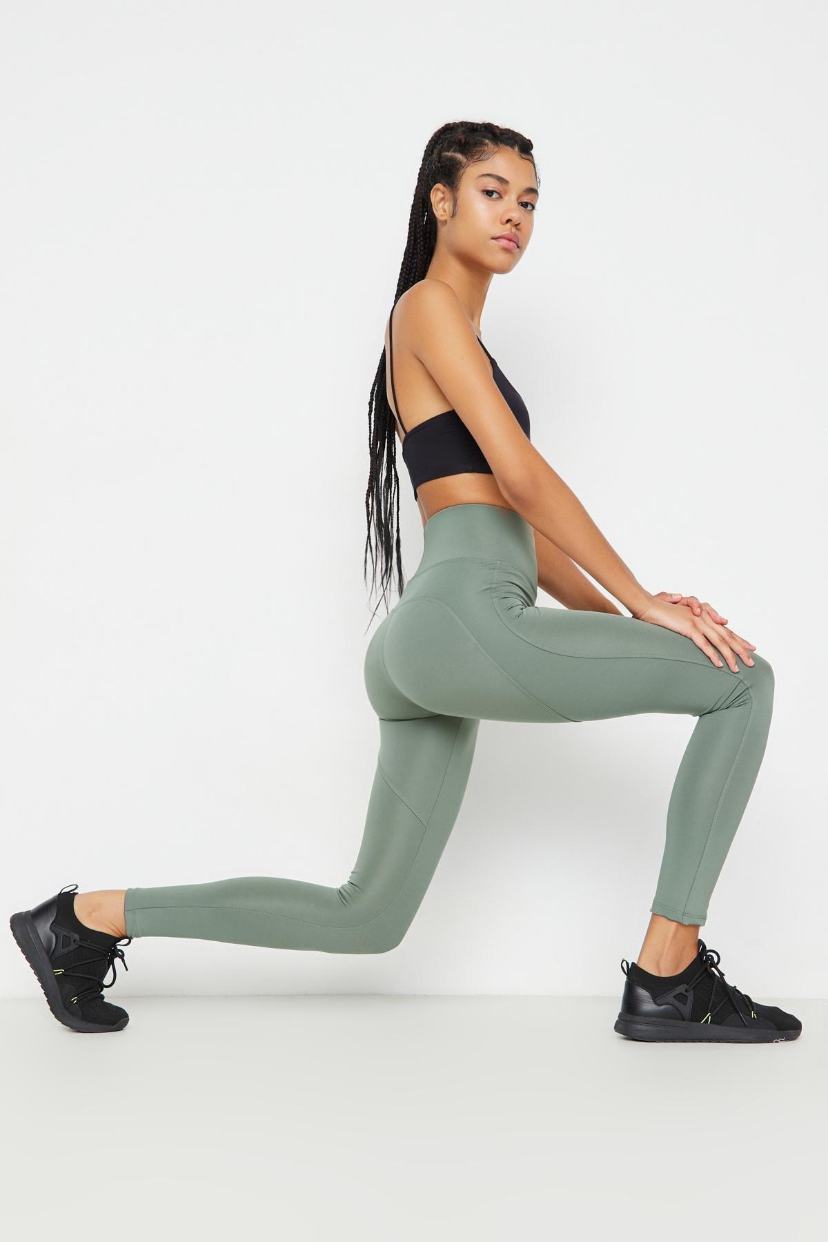 Khaki High Waist Leggings, , large image number 0