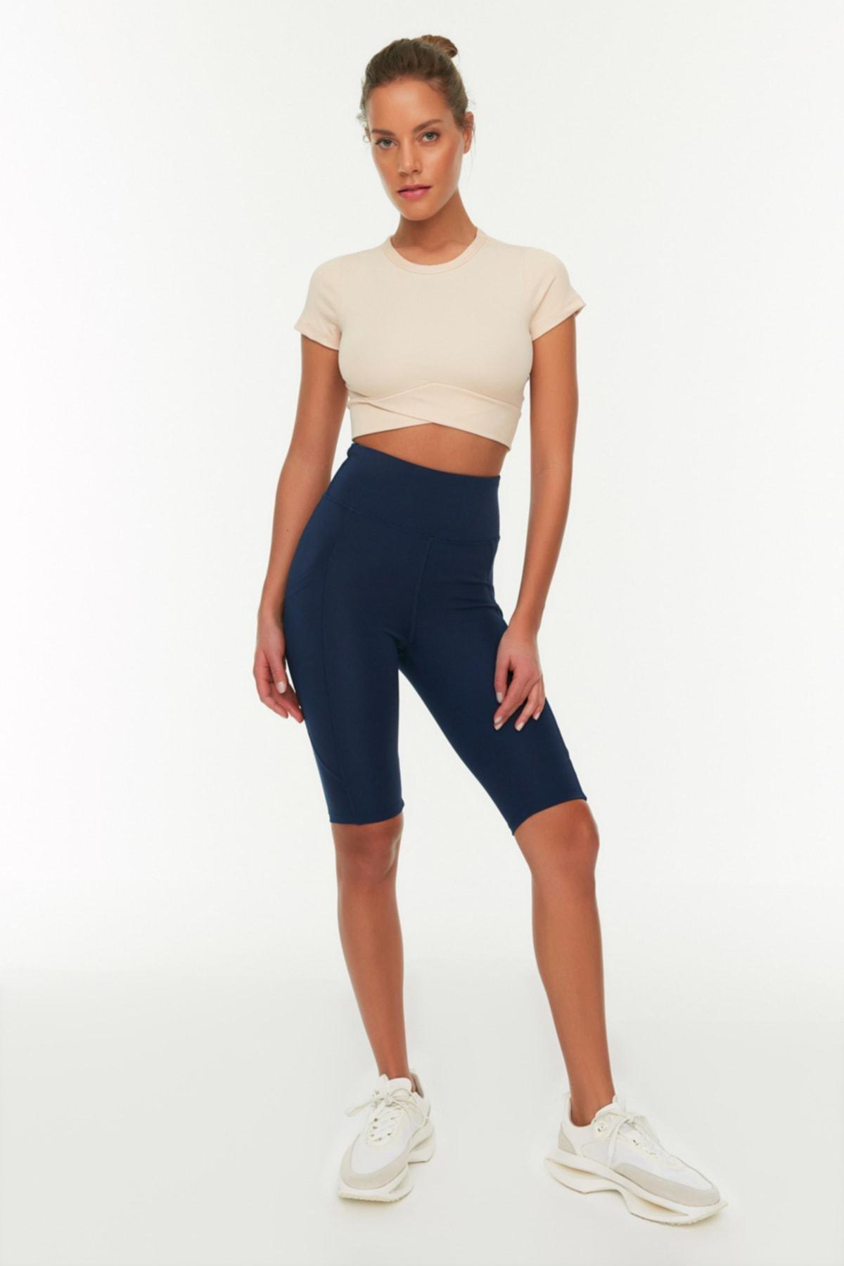 Navy High Waist Sports Leggings, , large image number 3