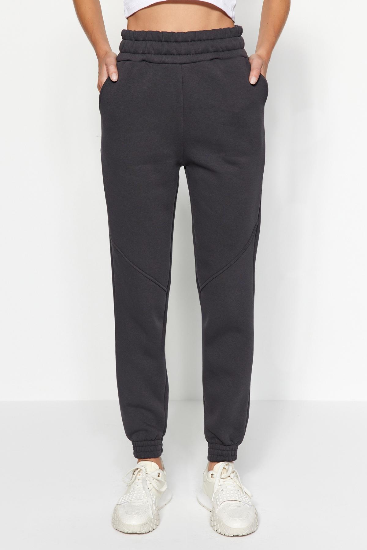 Grey Jogger Fleece Inside Knitted Sweatpants, , large image number 3