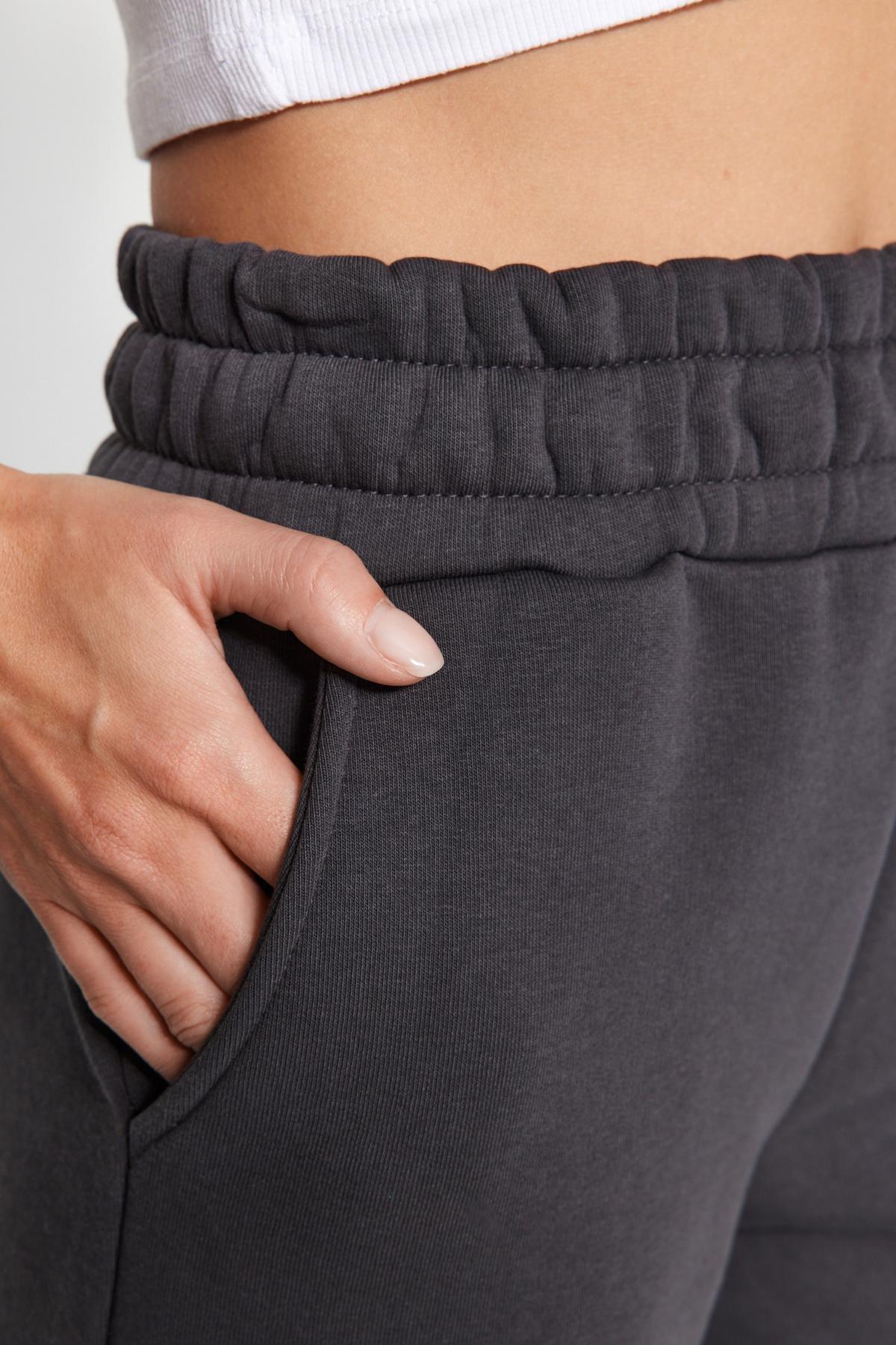 Grey Jogger Fleece Inside Knitted Sweatpants, , large image number 4