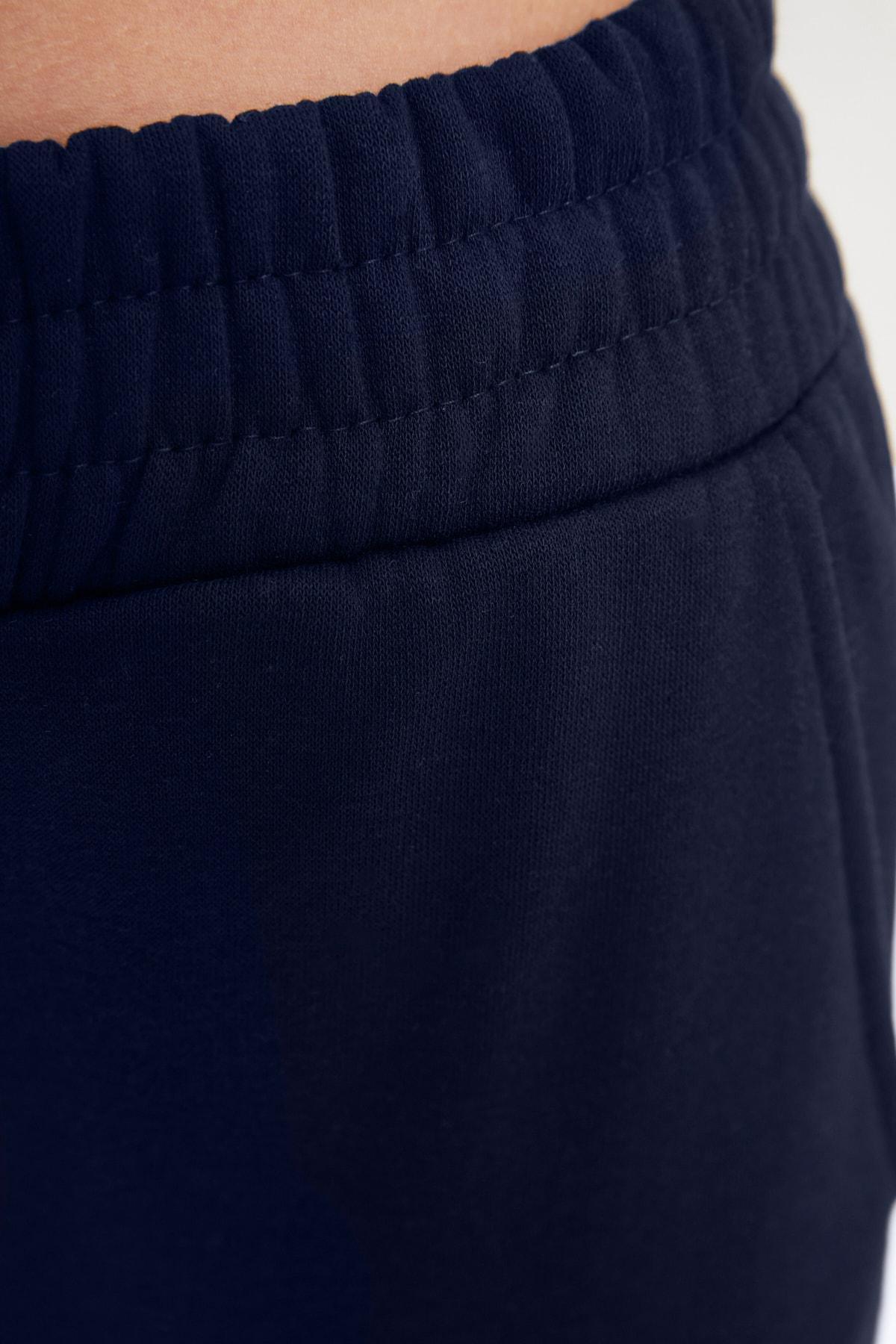 Navy Mid Waist Joggers Sweatpants, Dark blue, large image number 3