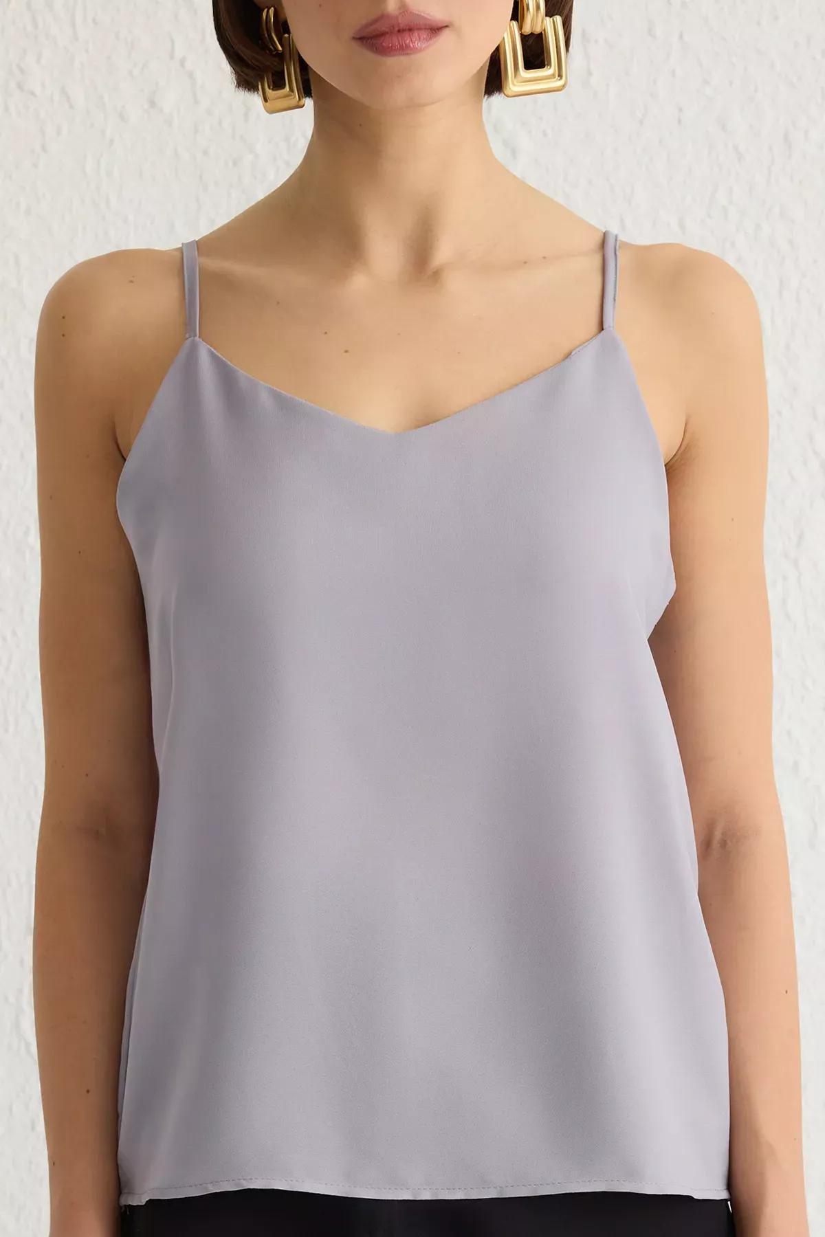 Grey Basic Strappy Blouse, , large image number 3