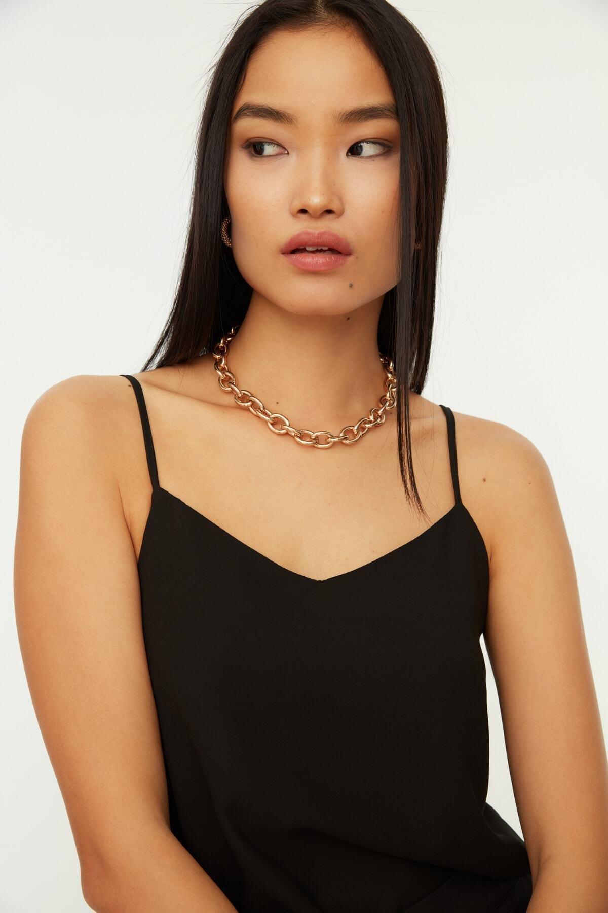 Black V Neck Blouse, , large image number 2