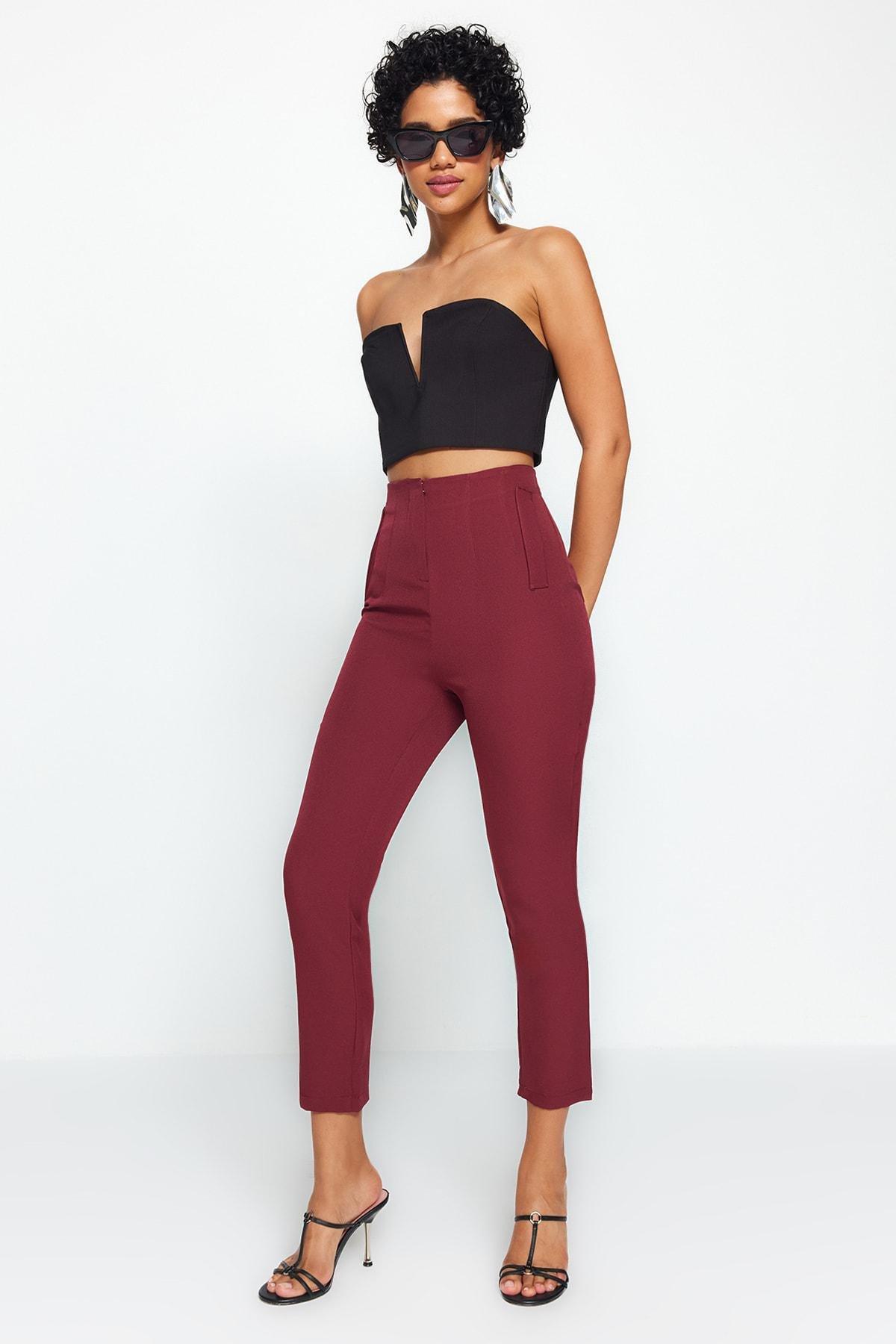 Burgundy Cigarette Pants, Dark Burgundy, large image number 2