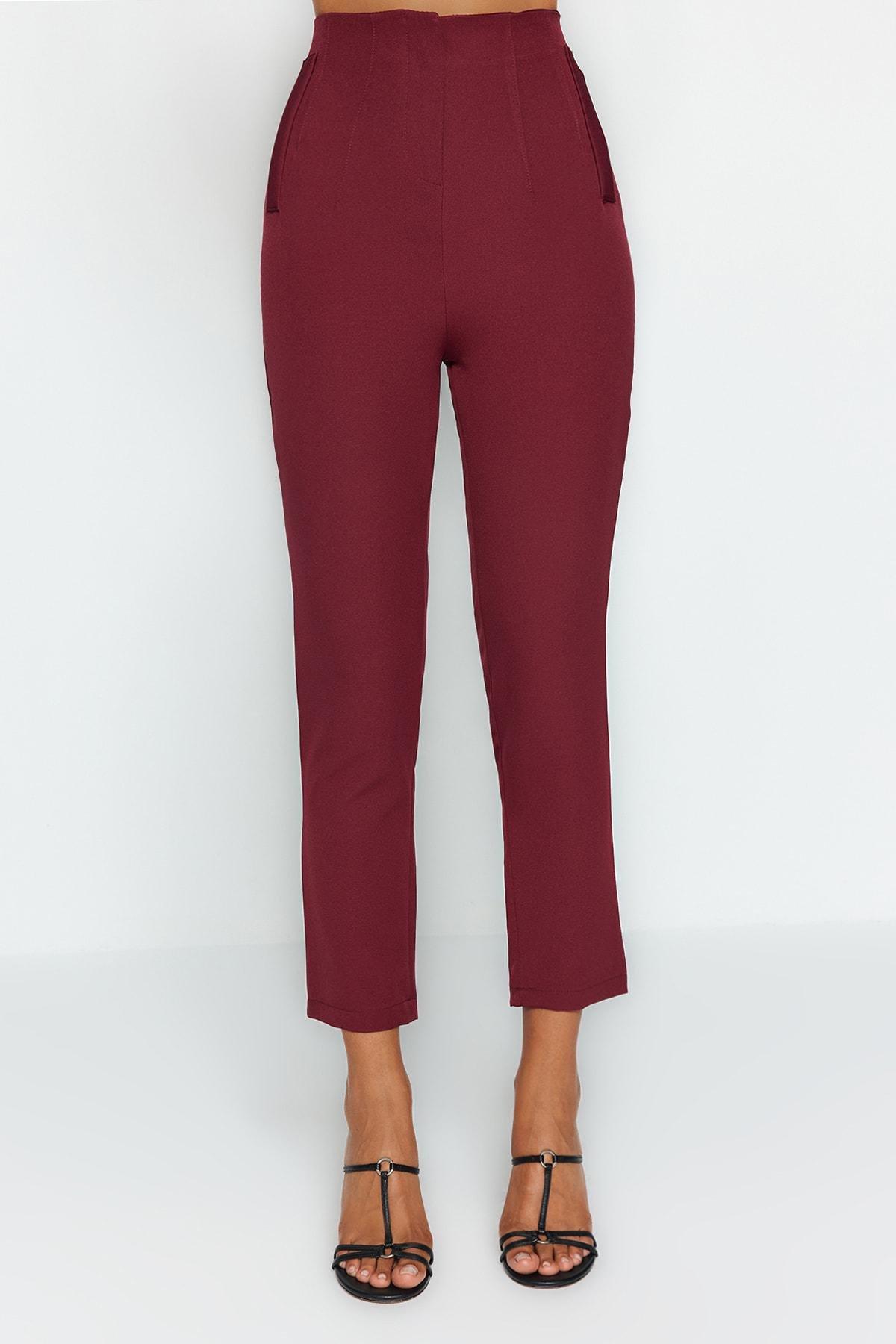 Burgundy Cigarette Pants, Dark Burgundy, large image number 3
