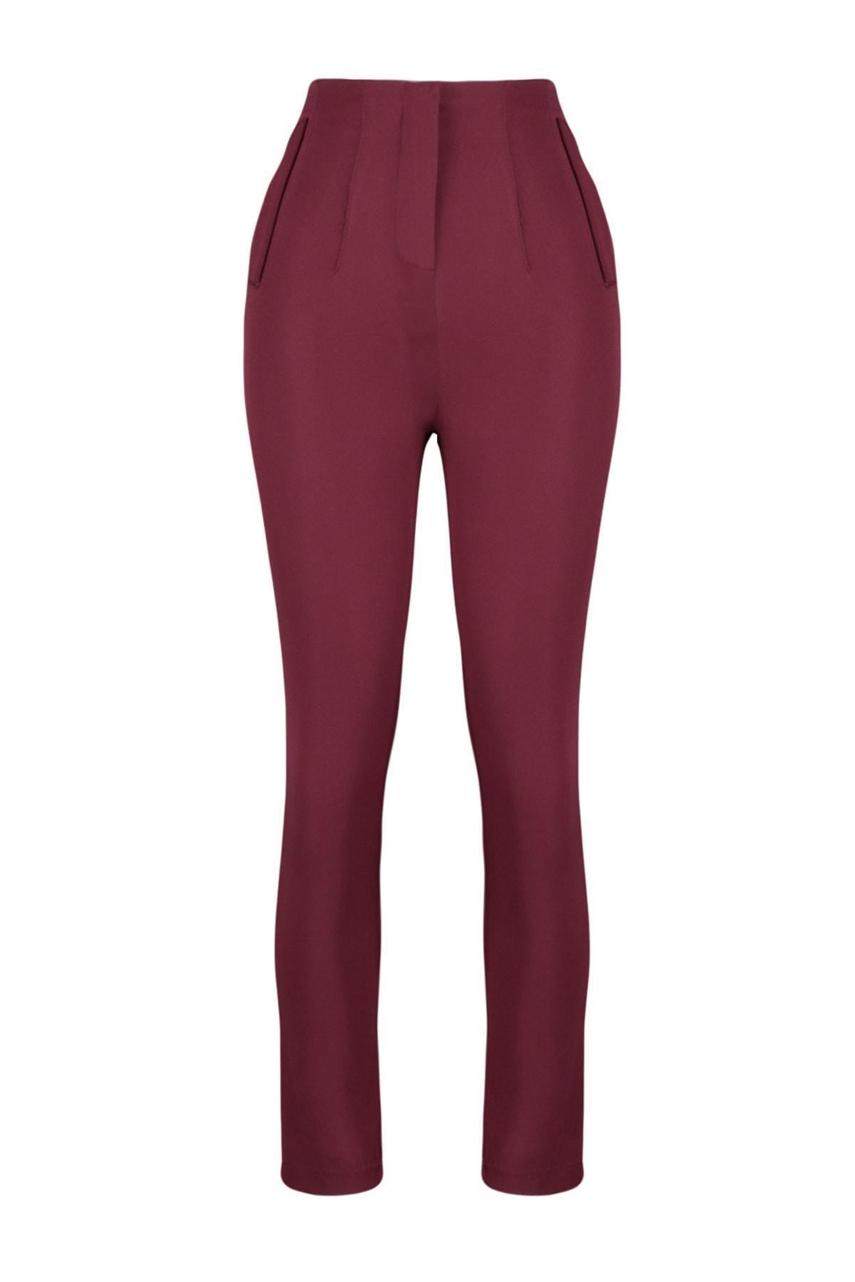Burgundy Cigarette Pants, Dark Burgundy, large image number 6