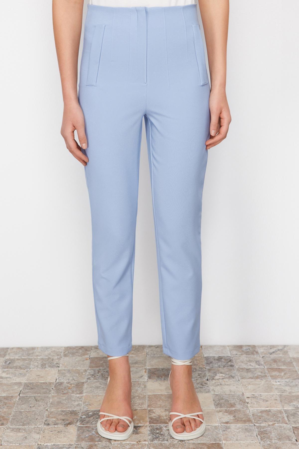 Blue Cigarette High Waist Ankle Trousers, , large image number 3