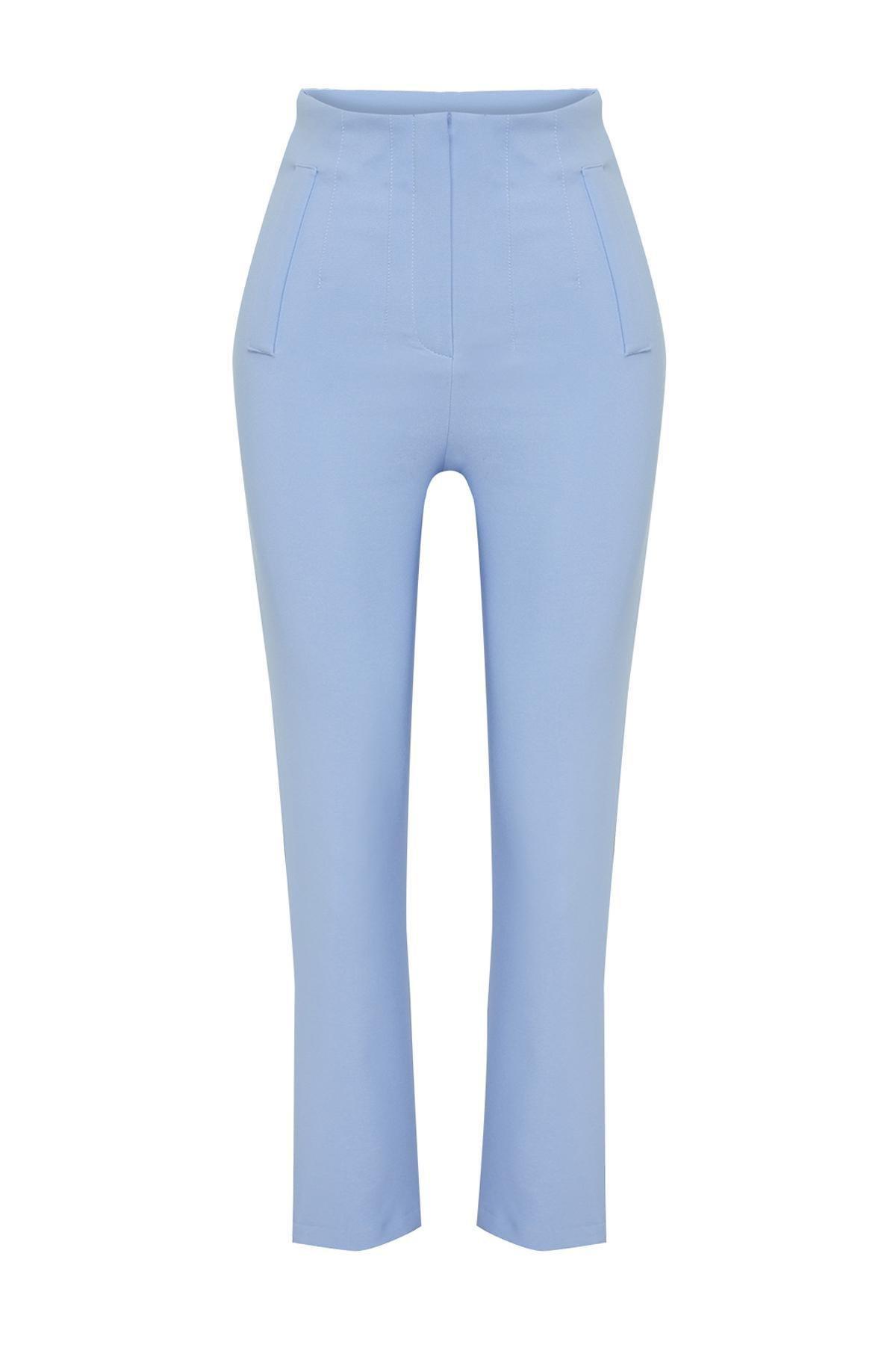 Blue Cigarette High Waist Ankle Trousers, , large image number 6