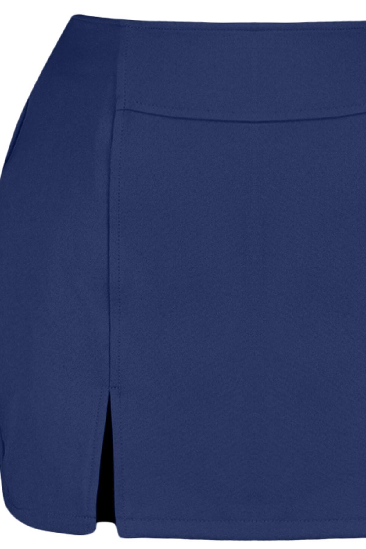 Navy Fitted Mid-Waist Shorts, , large image number 6