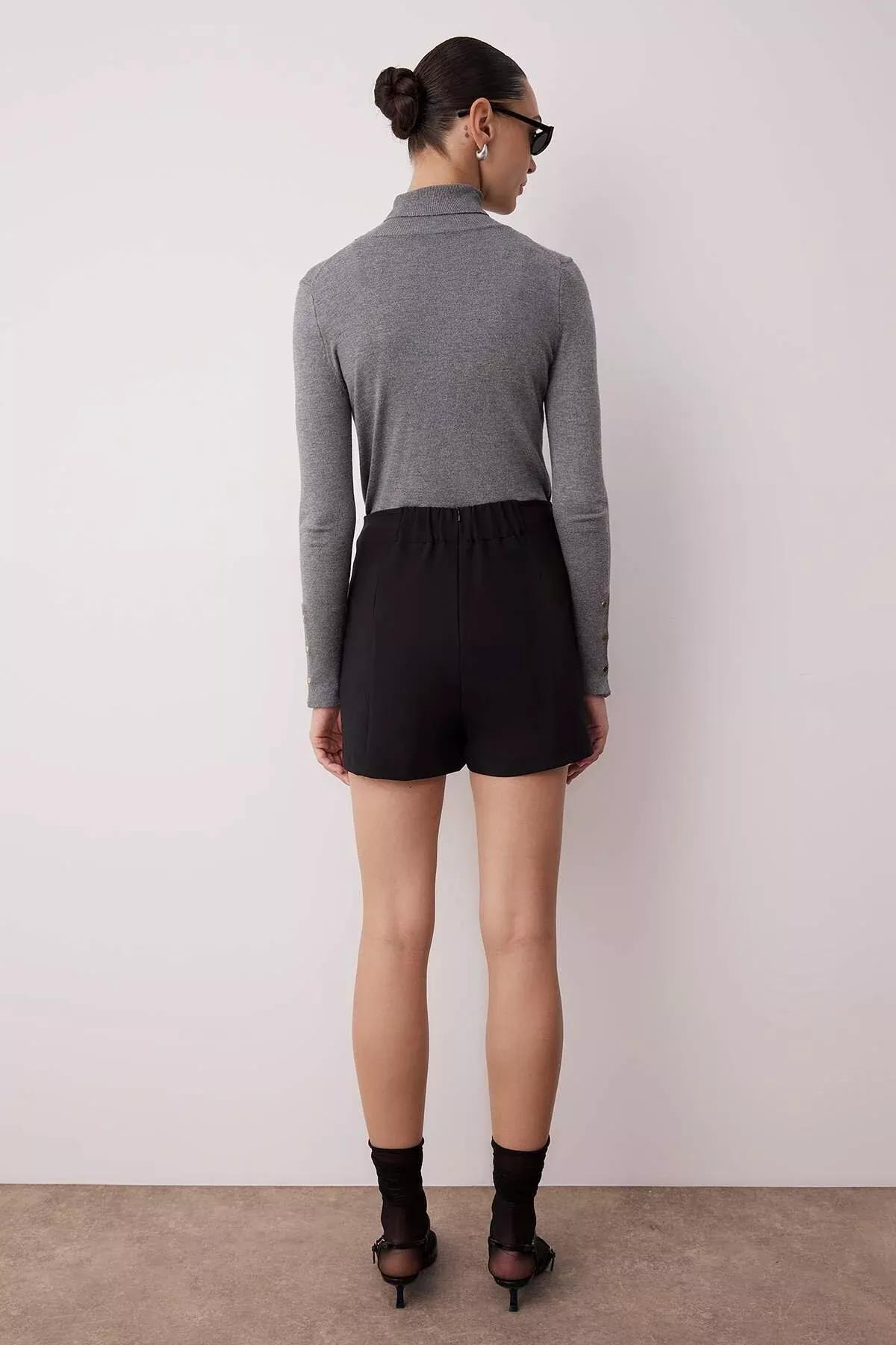 Black High Waist Shorts, Black, large image number 9