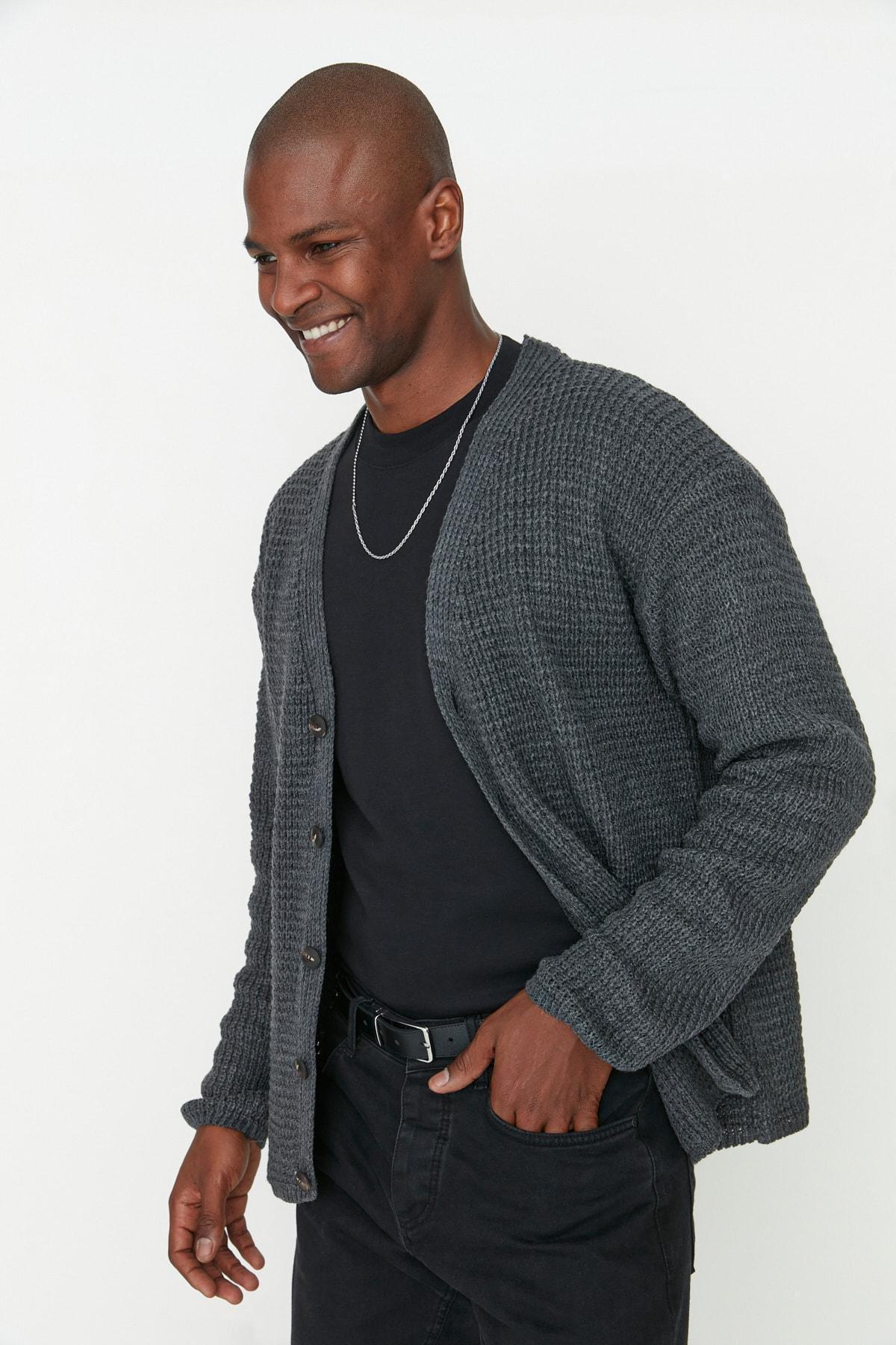 Gray Oversize Cardigan, , large image number 0
