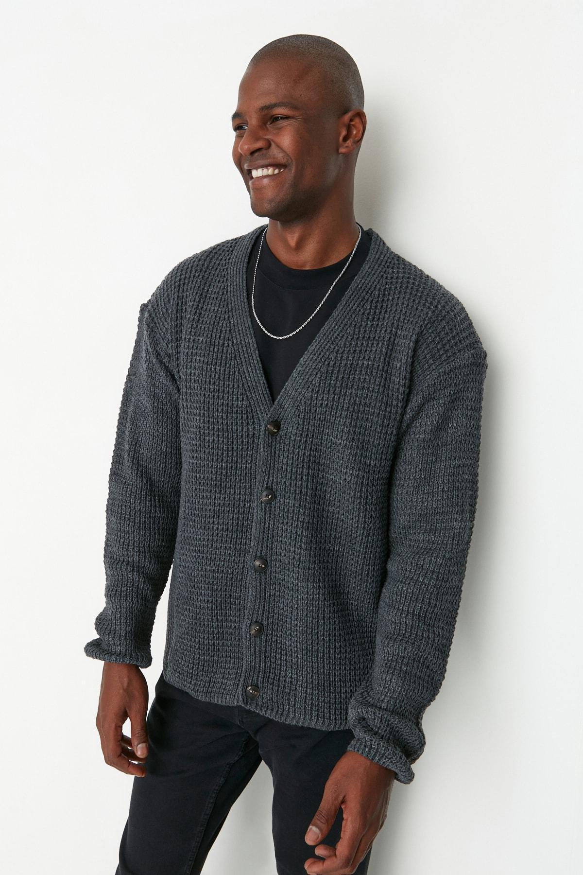 Gray Oversize Cardigan, , large image number 1