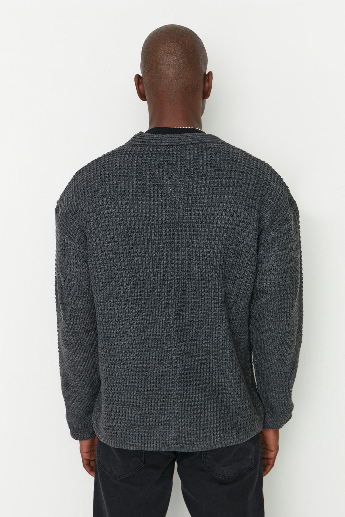 Gray Oversize Cardigan, , large image number 3