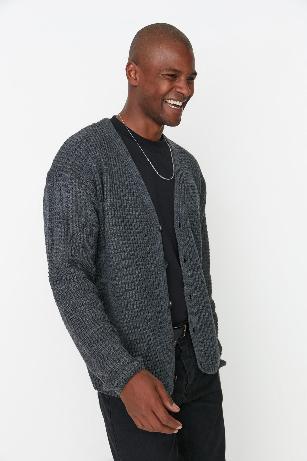 Gray Oversize Cardigan, , large image number 4
