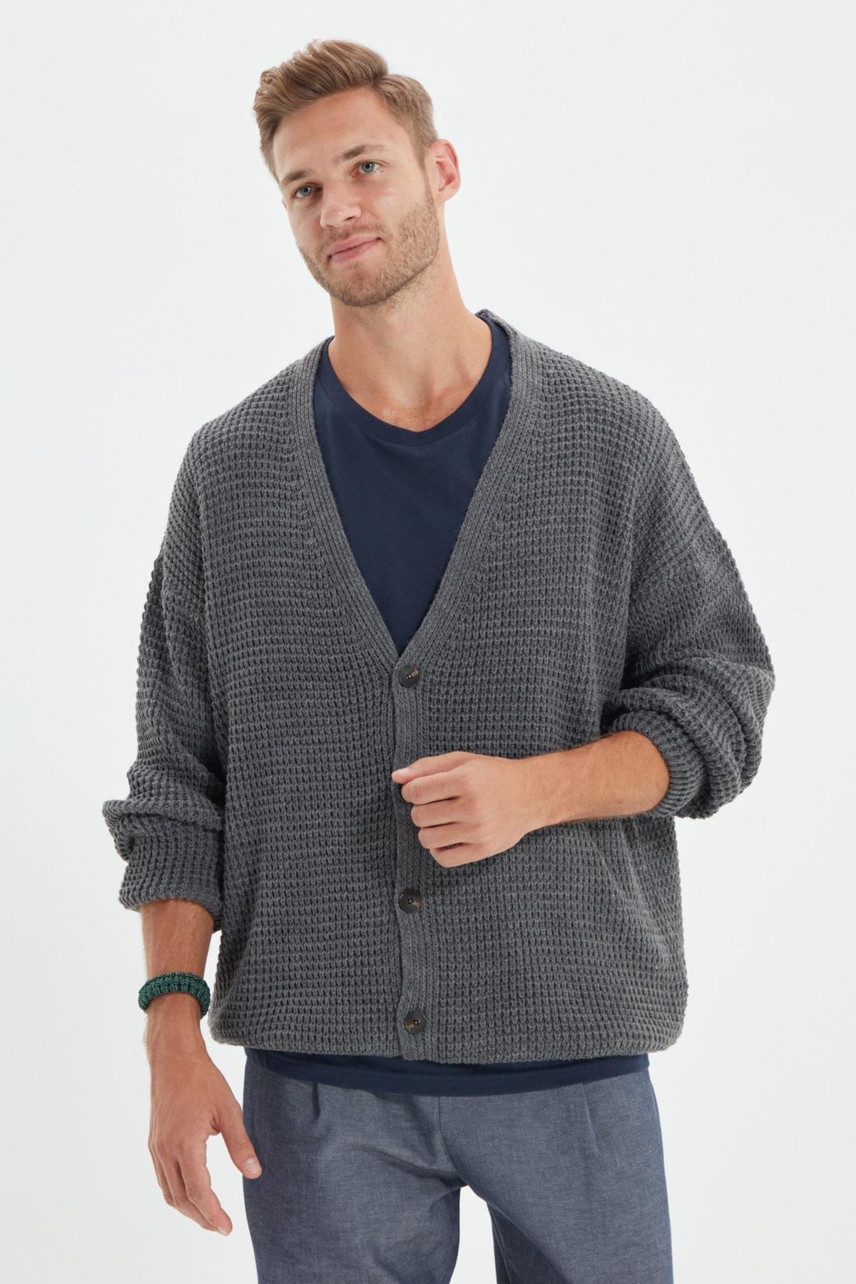 Gray Oversize Cardigan, , large image number 5