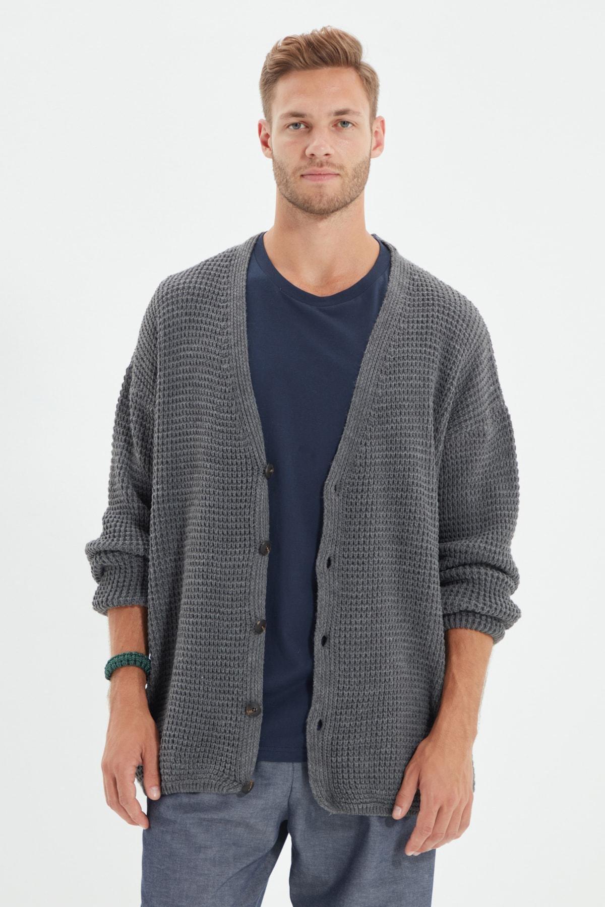 Gray Oversize Cardigan, , large image number 6