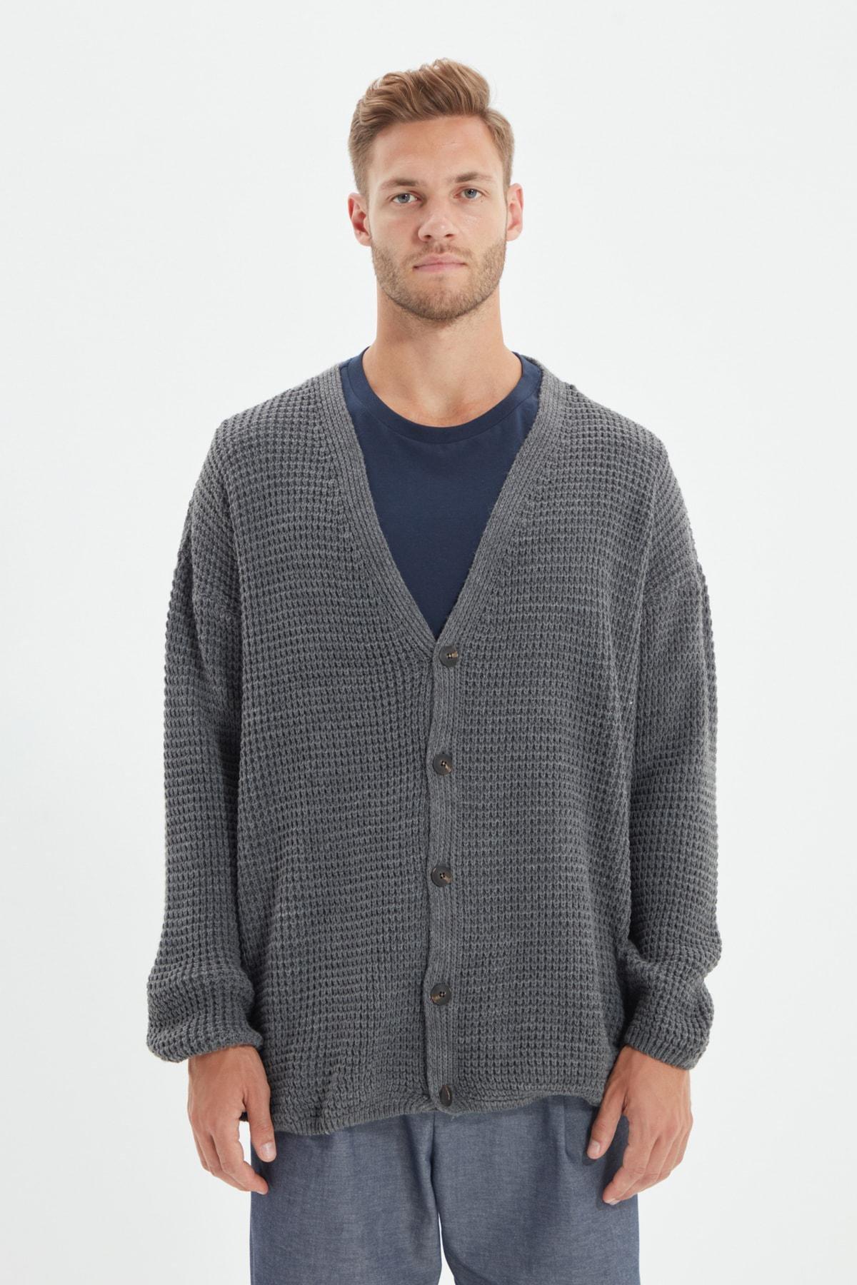 Gray Oversize Cardigan, , large image number 7