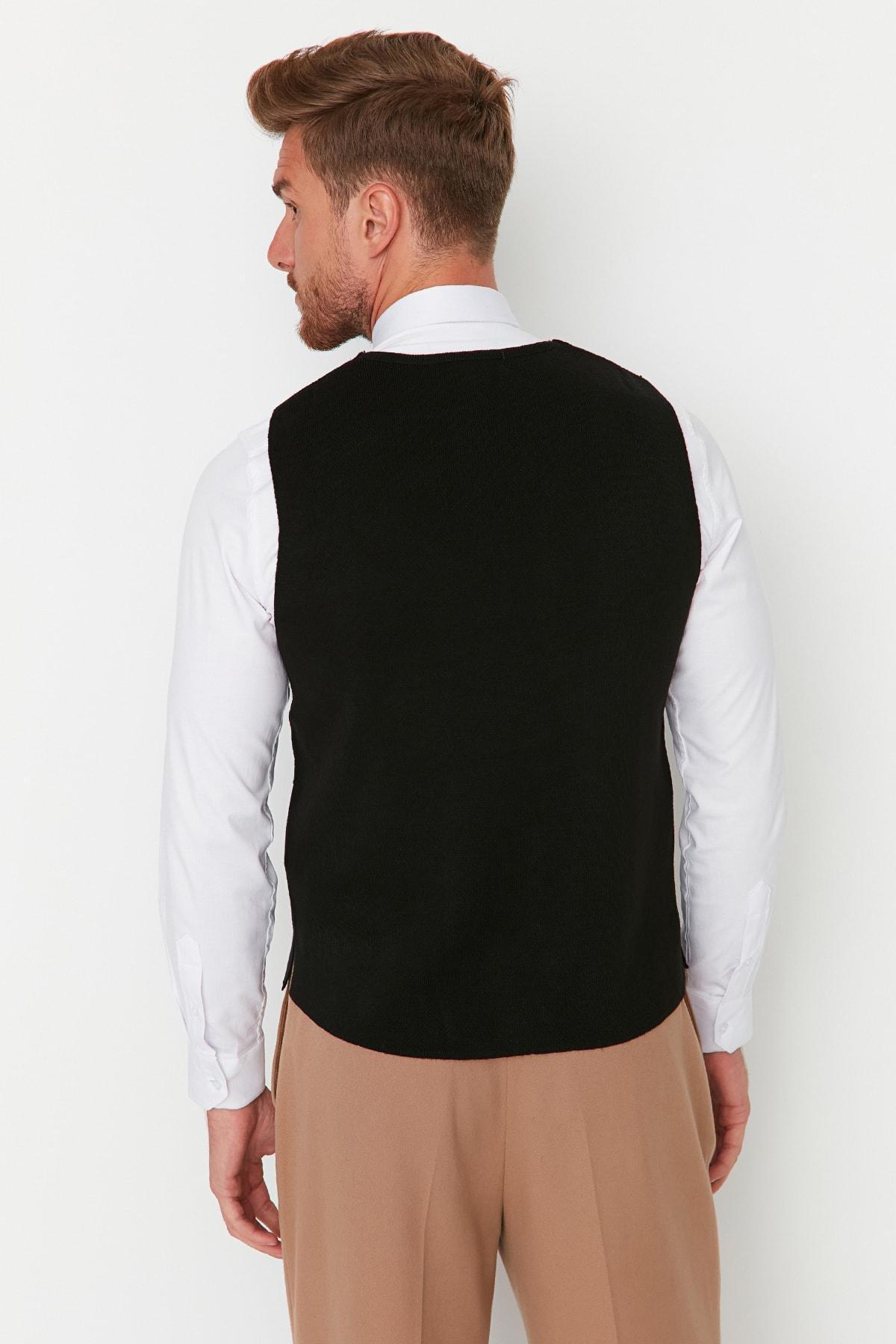 Black Double-Breasted Puffer Vest, C101_7009, large image number 4