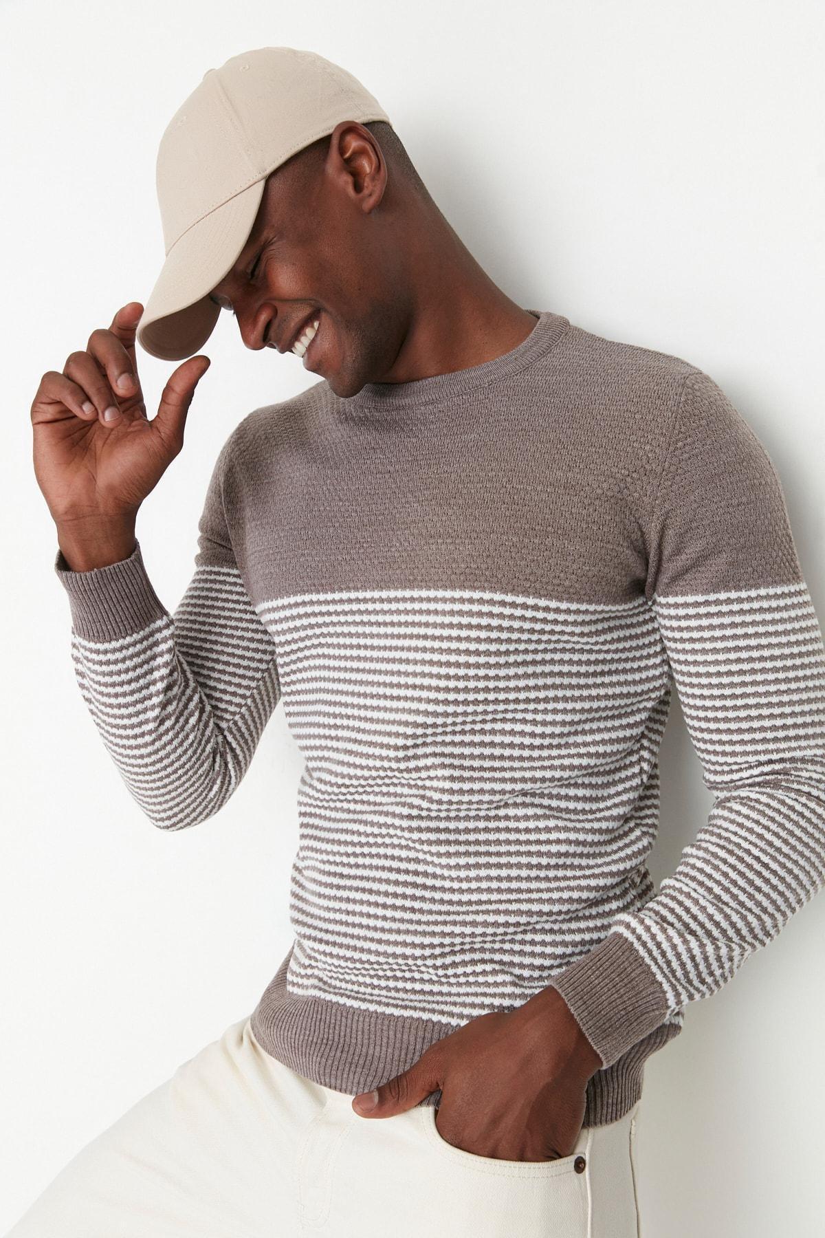 Beige Striped Sweater, , large image number 0