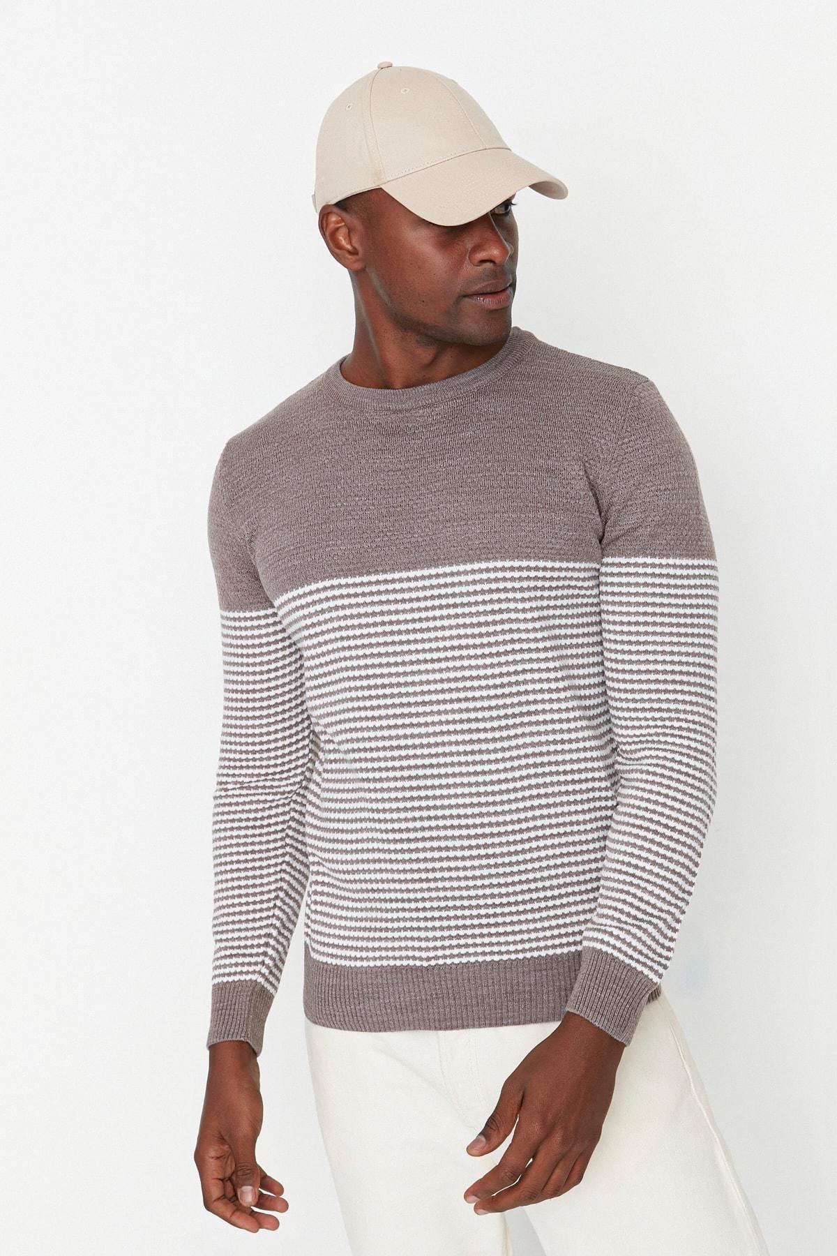 Beige Striped Sweater, , large image number 1