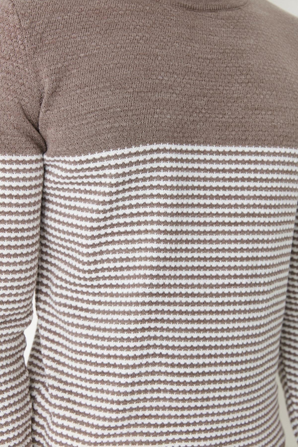 Beige Striped Sweater, , large image number 3