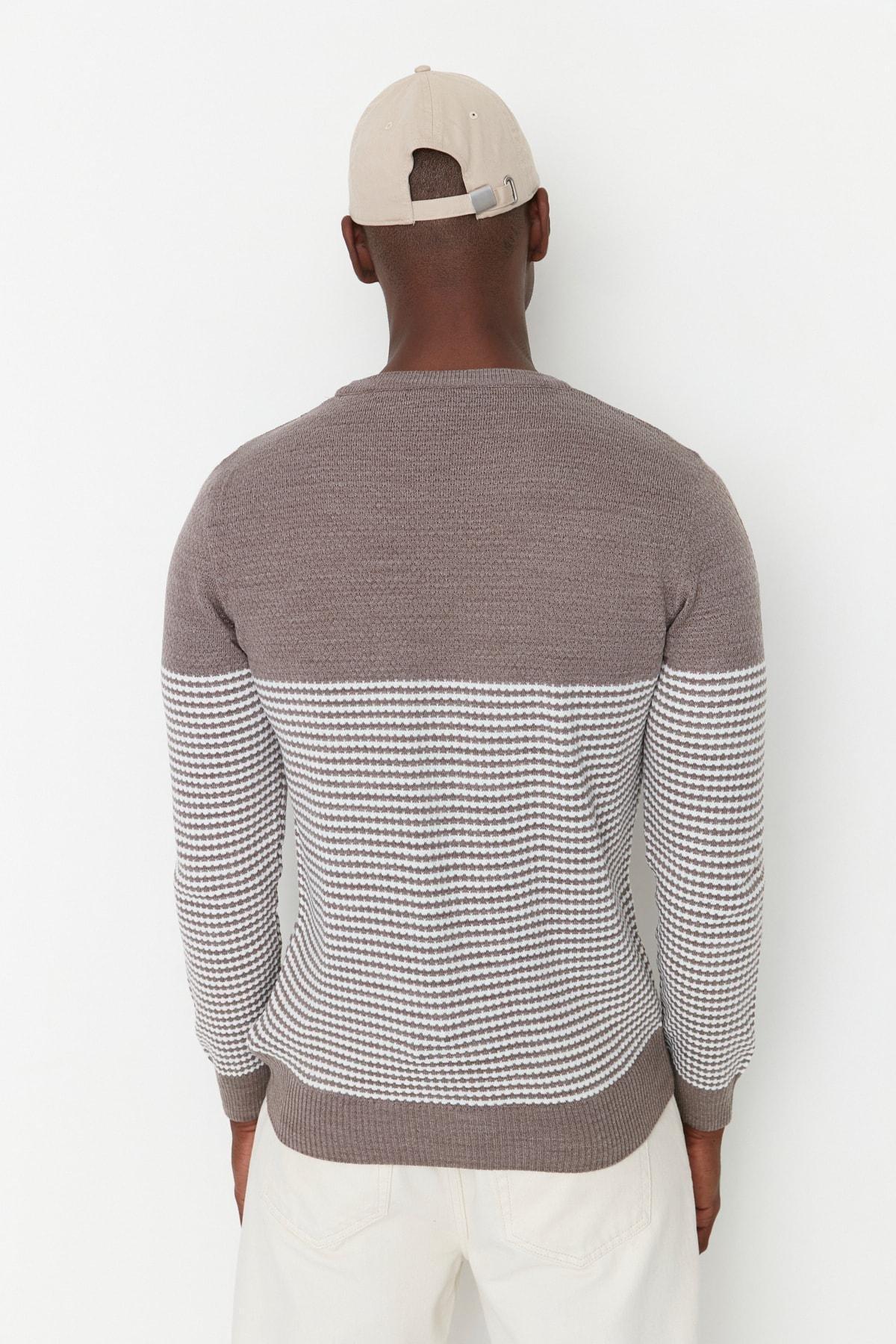 Beige Striped Sweater, , large image number 4