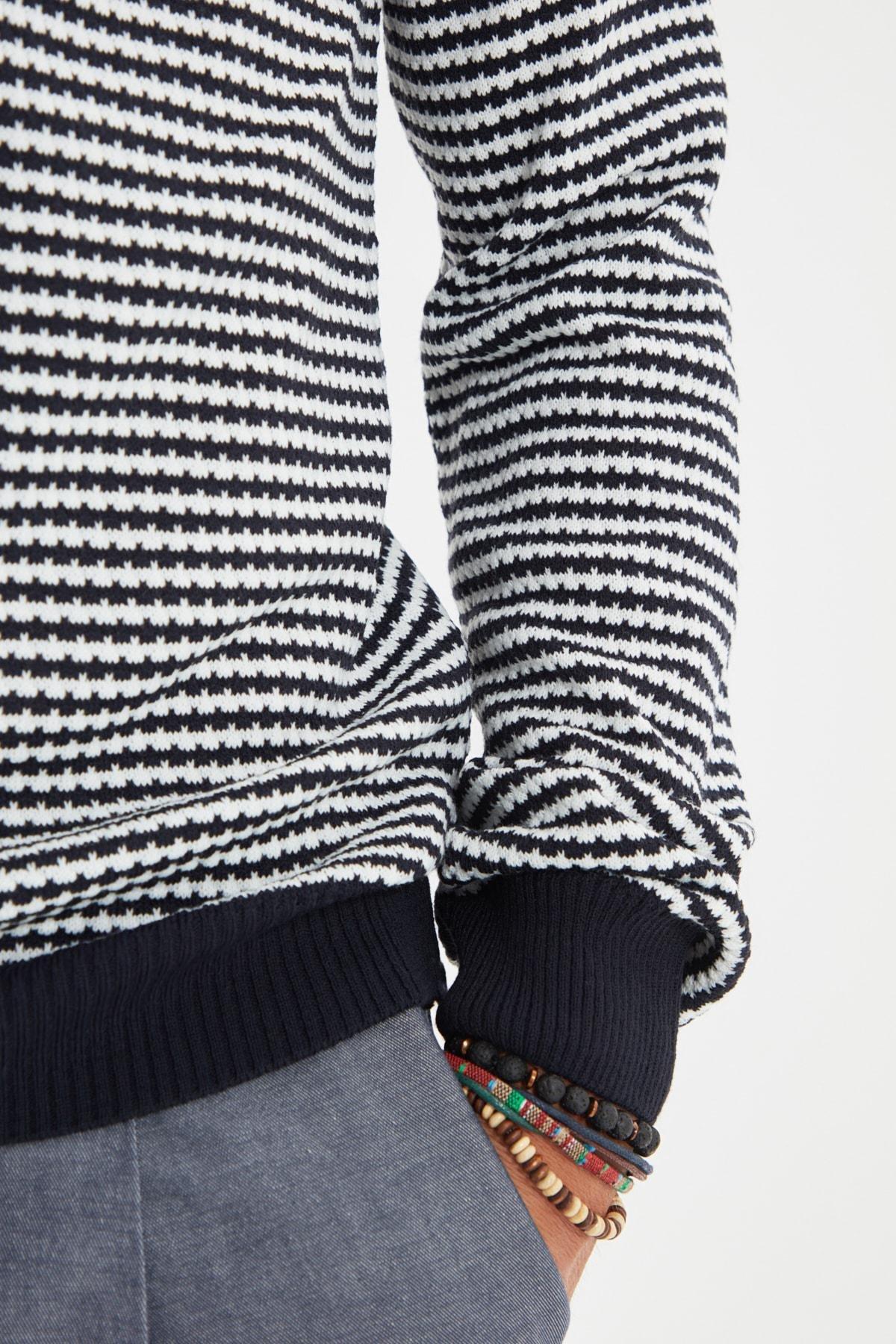 Navy Crew Neck Striped Sweater, , large image number 2