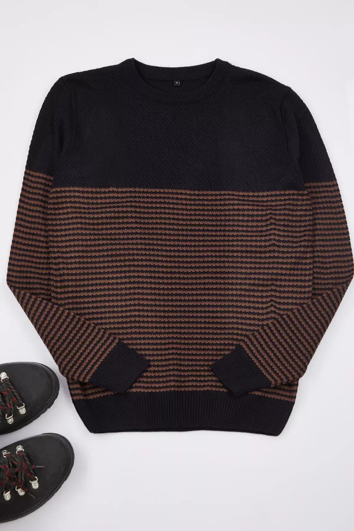 Navy Crew Neck Striped Sweater, Dark blue, large image number 4