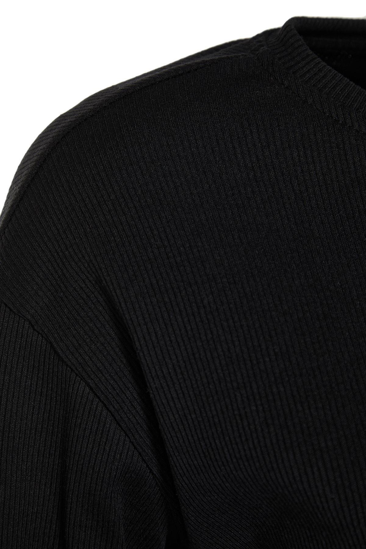 Black Crew Neck Pajama Set, Black, large image number 5