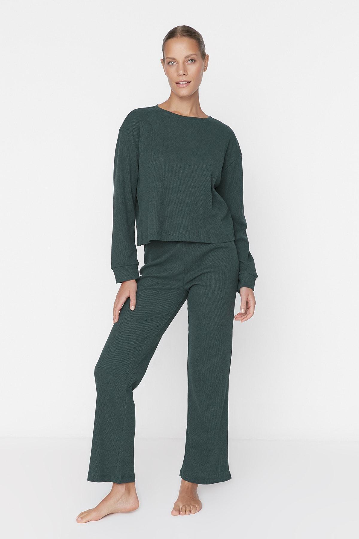 Green Plain Pyjama Set, , large image number 1